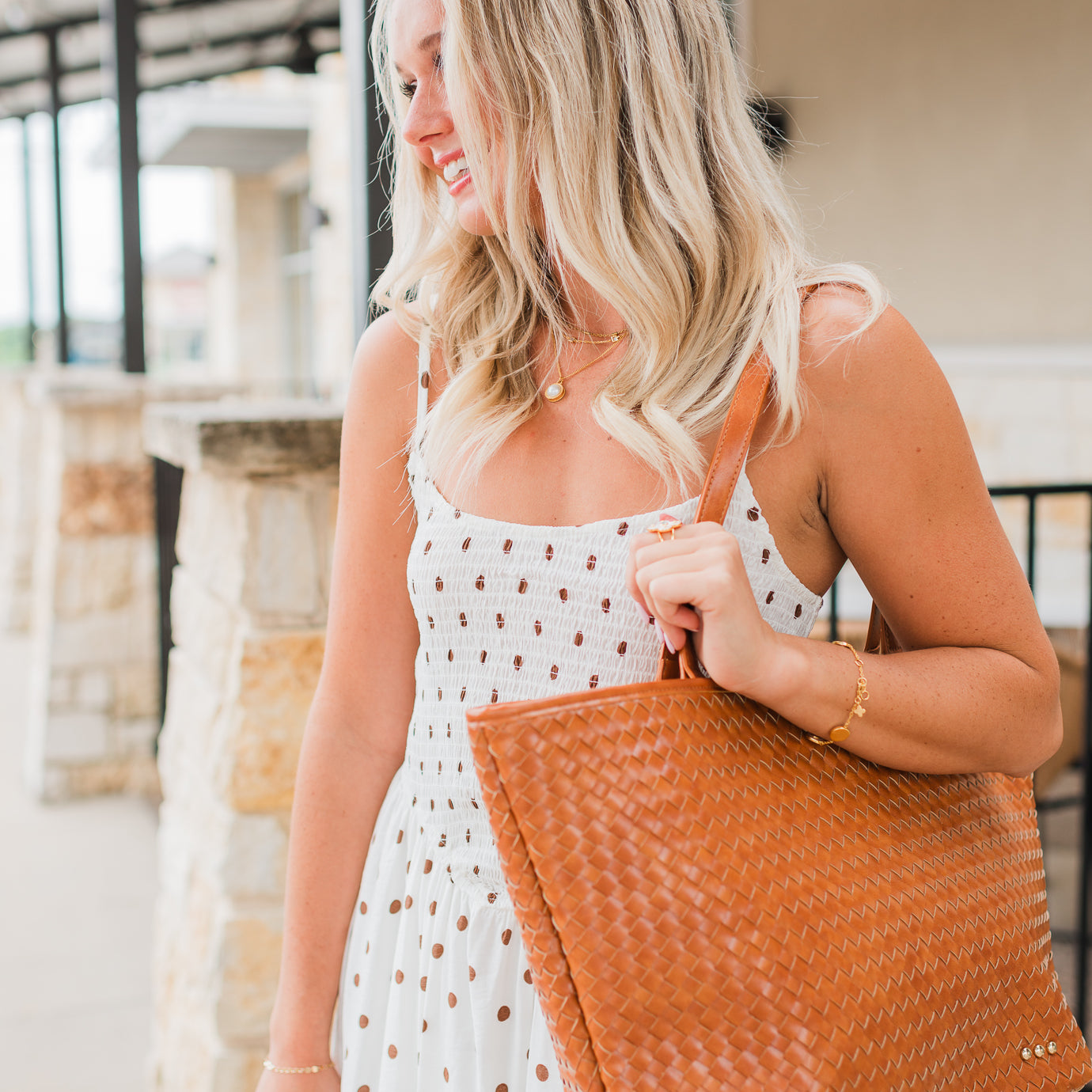 Woven Tiffany Tote Bag | Brown