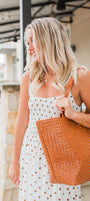 Woven Tiffany Tote Bag | Brown