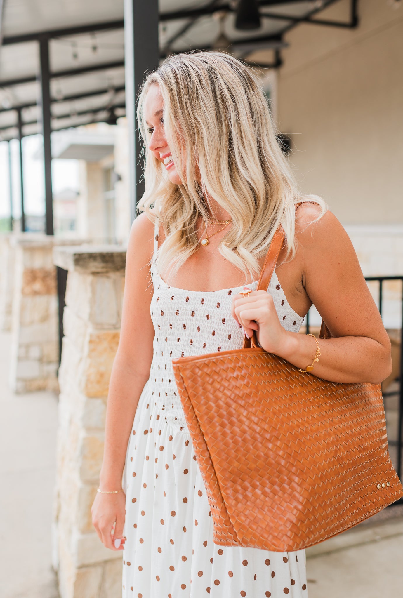 Woven Tiffany Tote Bag | Brown