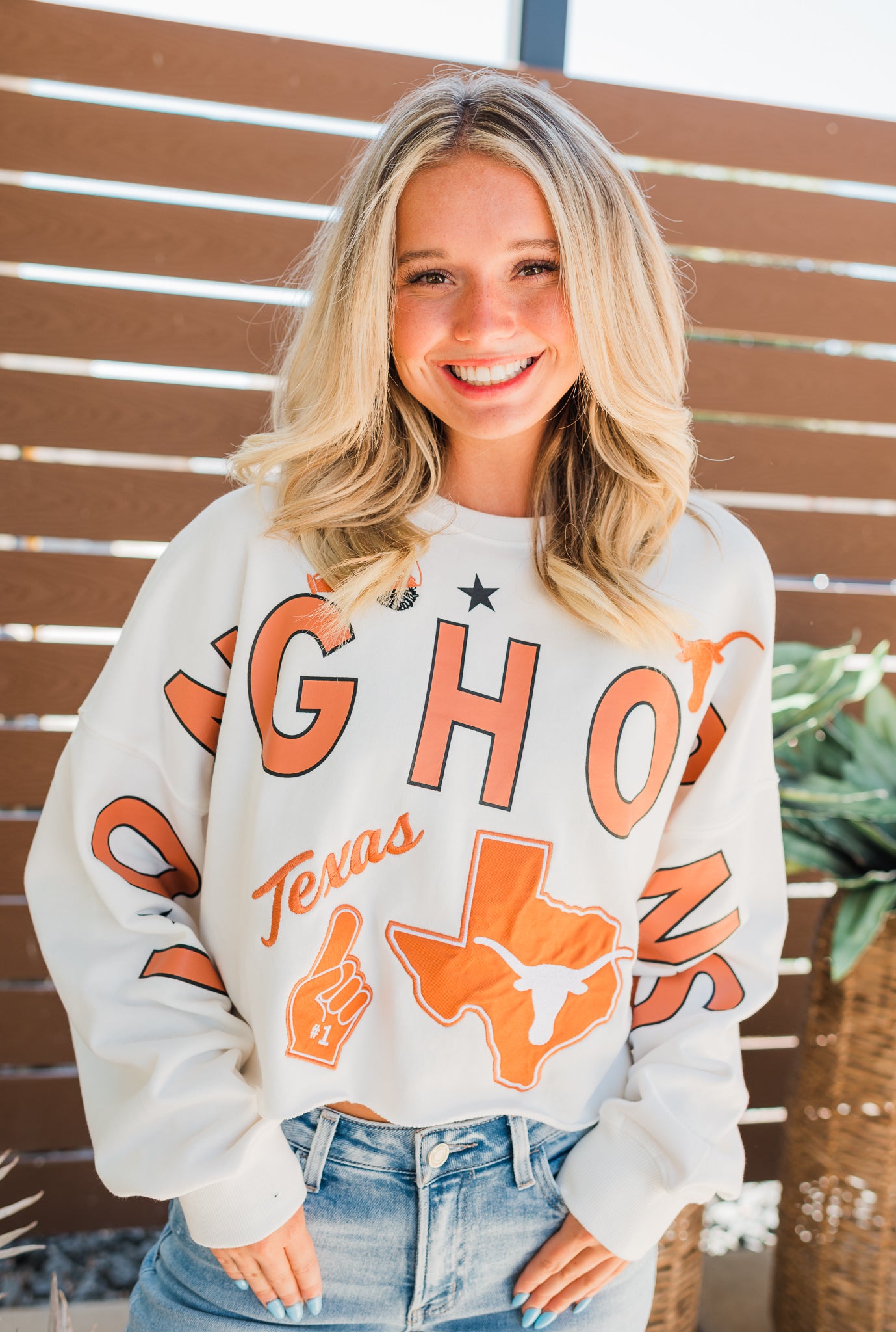 Game Day Patched Crop | Texas Longhorns White