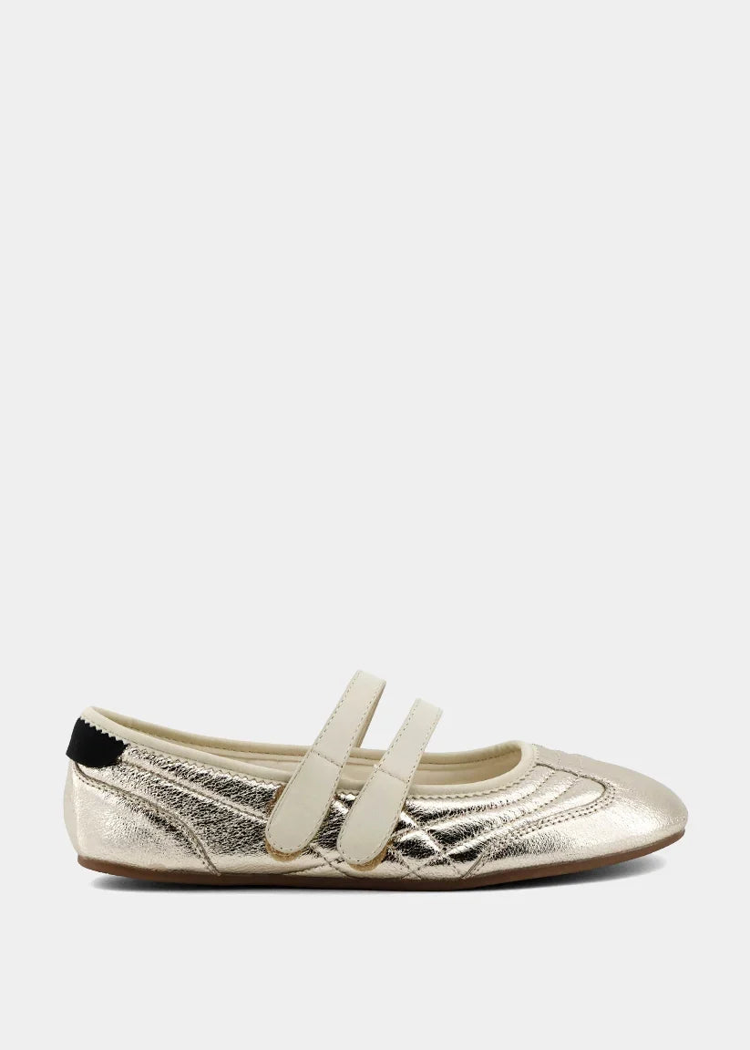 Salome Mary Jane Flats | Metallic Gold