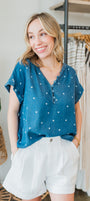 Kyle Top | Polka Dot Denim