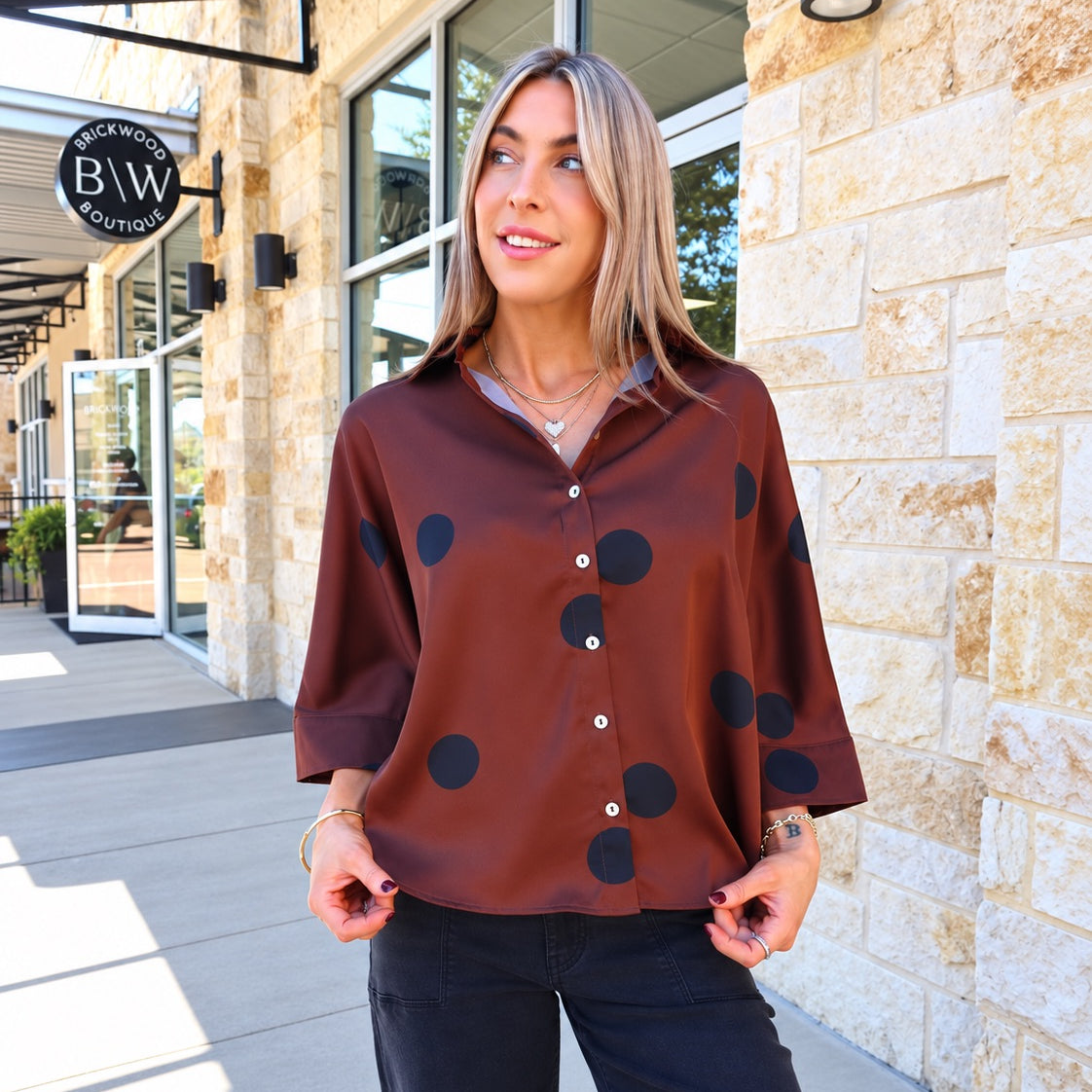 Kenley Top | Brown Dots