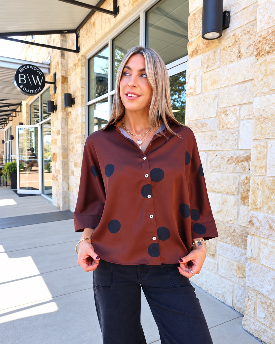 Kenley Top | Brown Dots