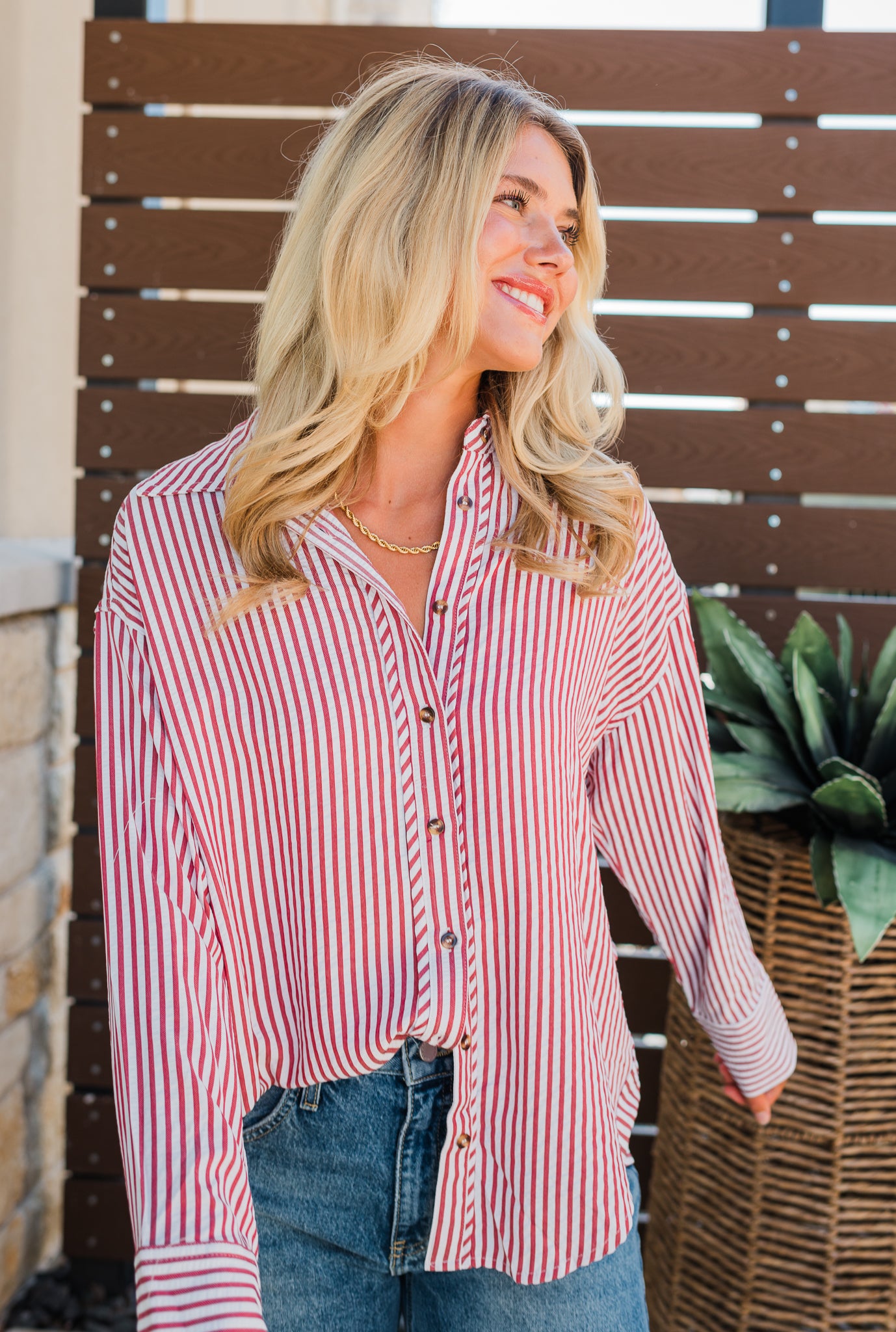 Aria Button Up Top | Brick