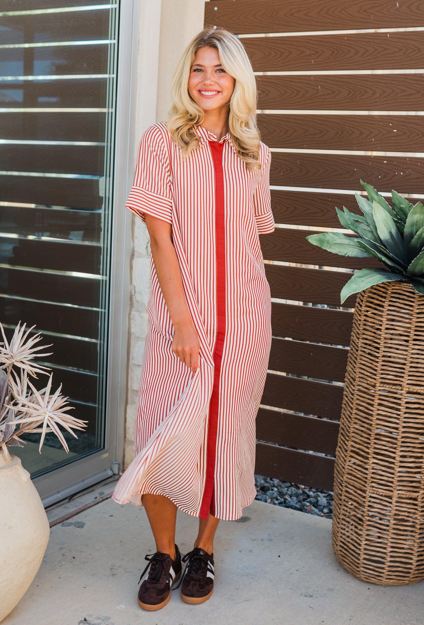 Austin Stripe Dress | Burnt Orange