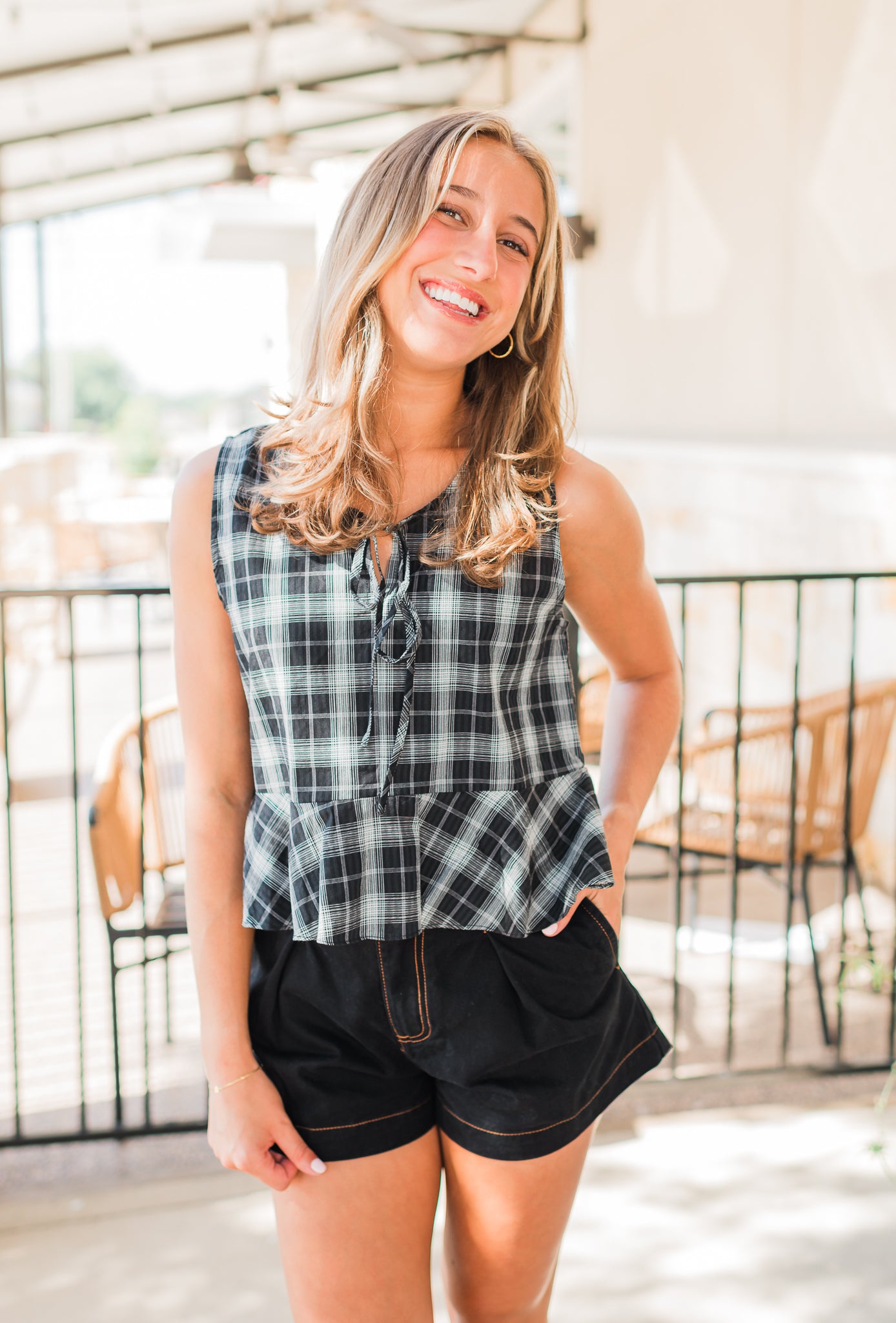 Rayne Top | Navy Plaid