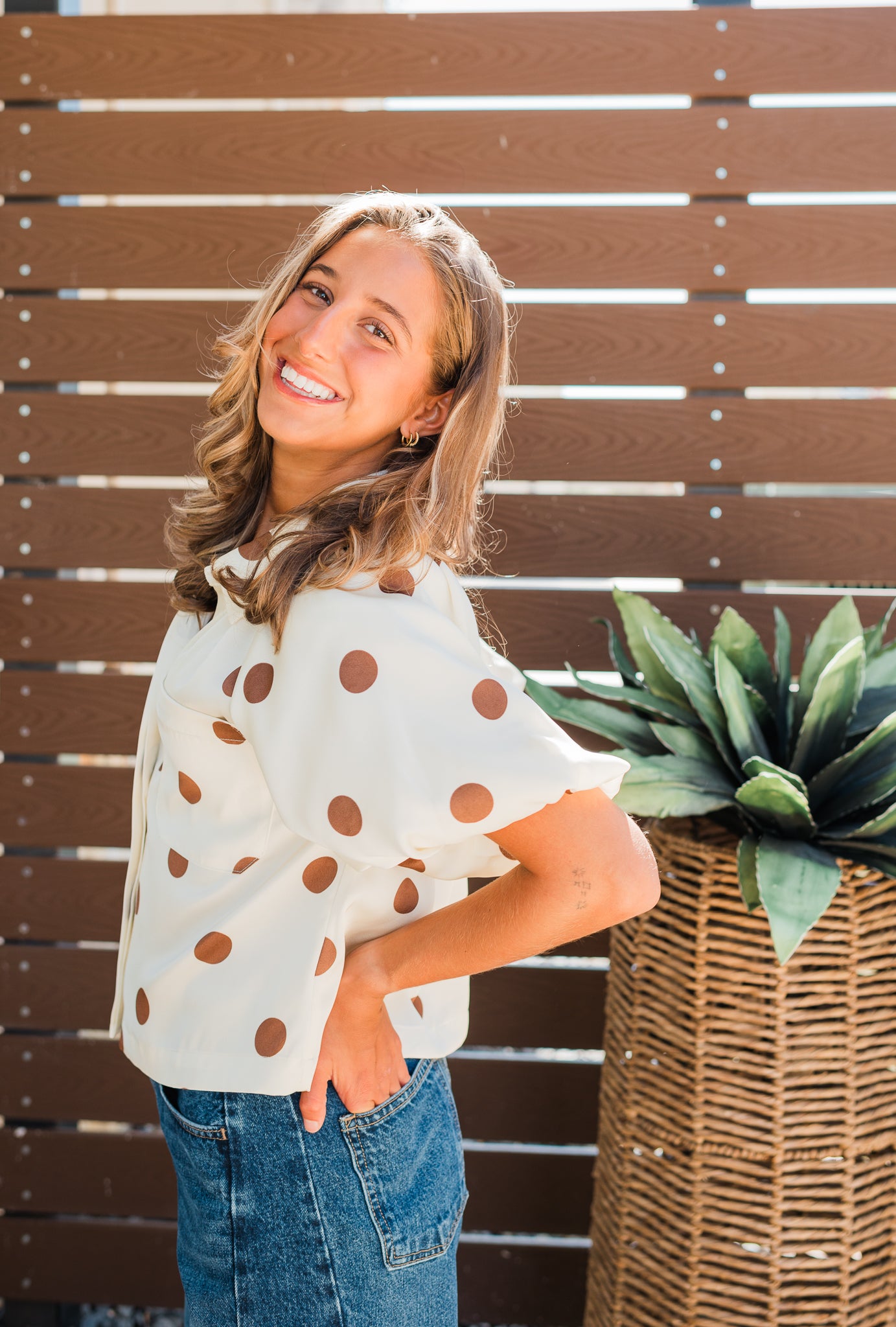 Riley Top | Ecru Dots