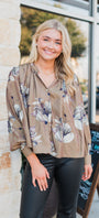 Naya Top | Taupe Floral