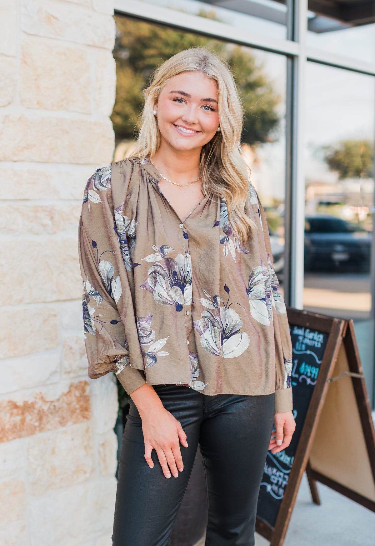 Naya Top | Taupe Floral