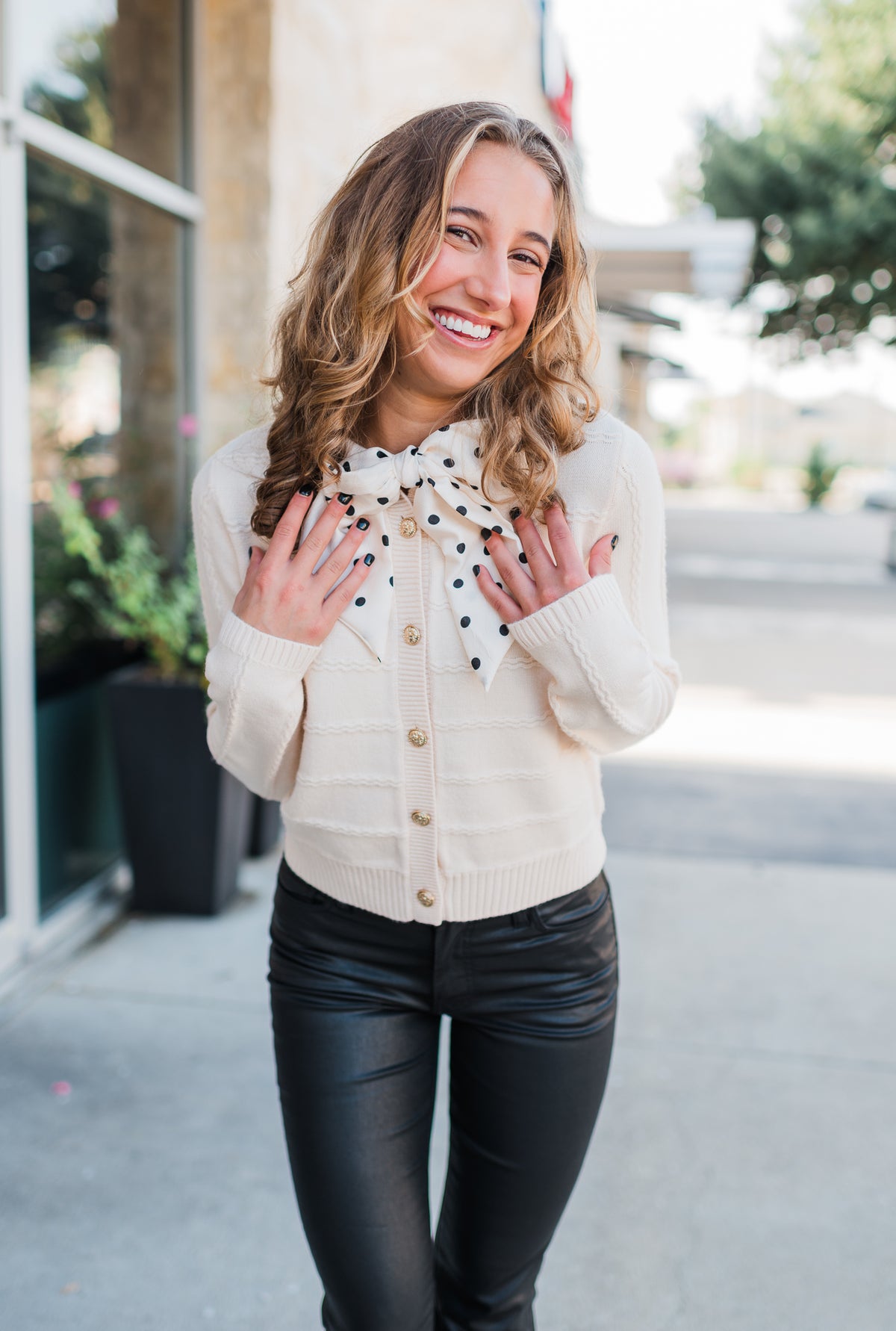 Alyssa Cardigan | Cream Dots