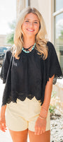 Gracie Eyelet Top | Black
