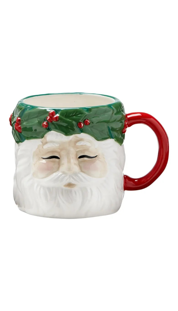 Vintage Santa Wreath Mug