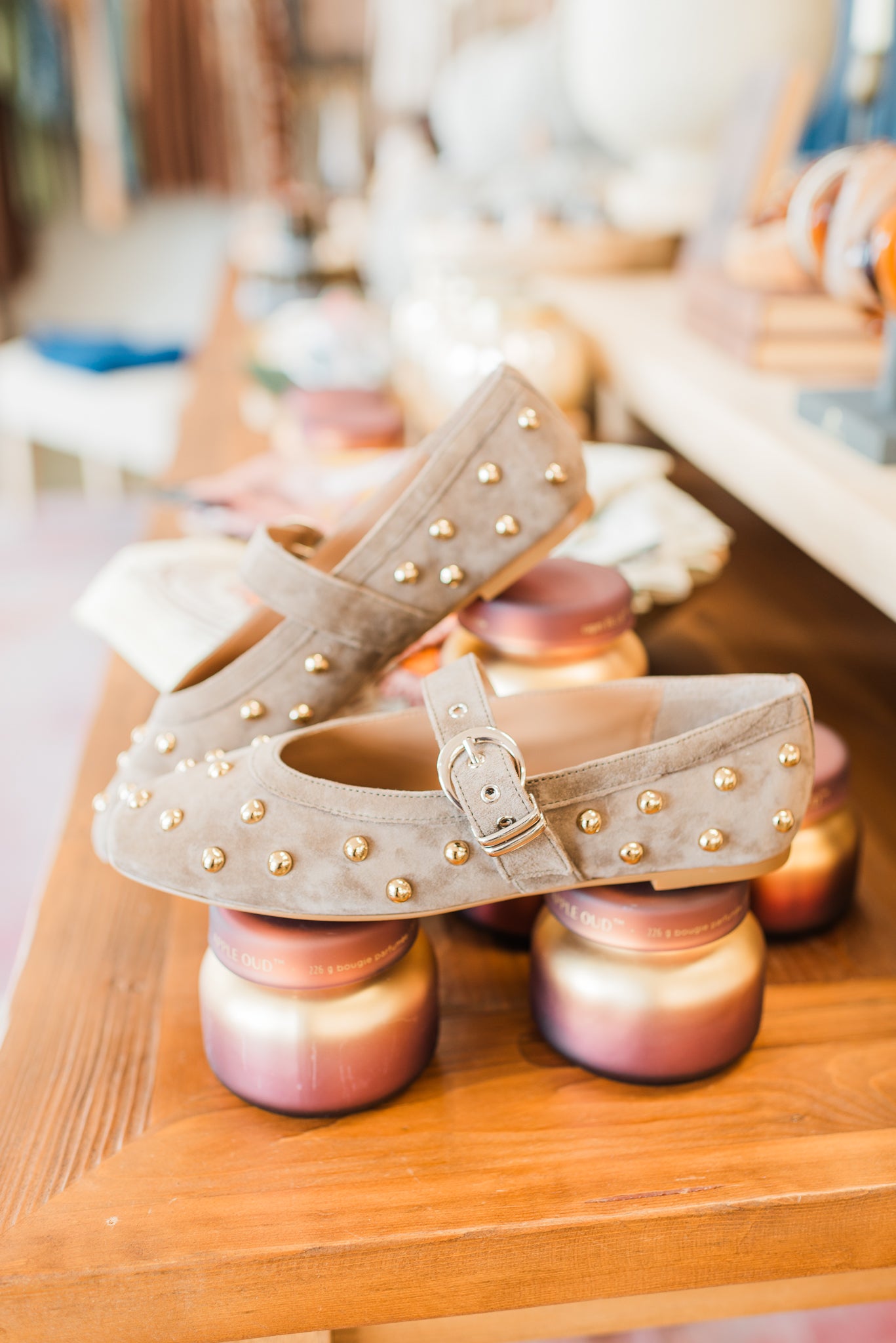 Mikel Studded Flats | Olive Suede