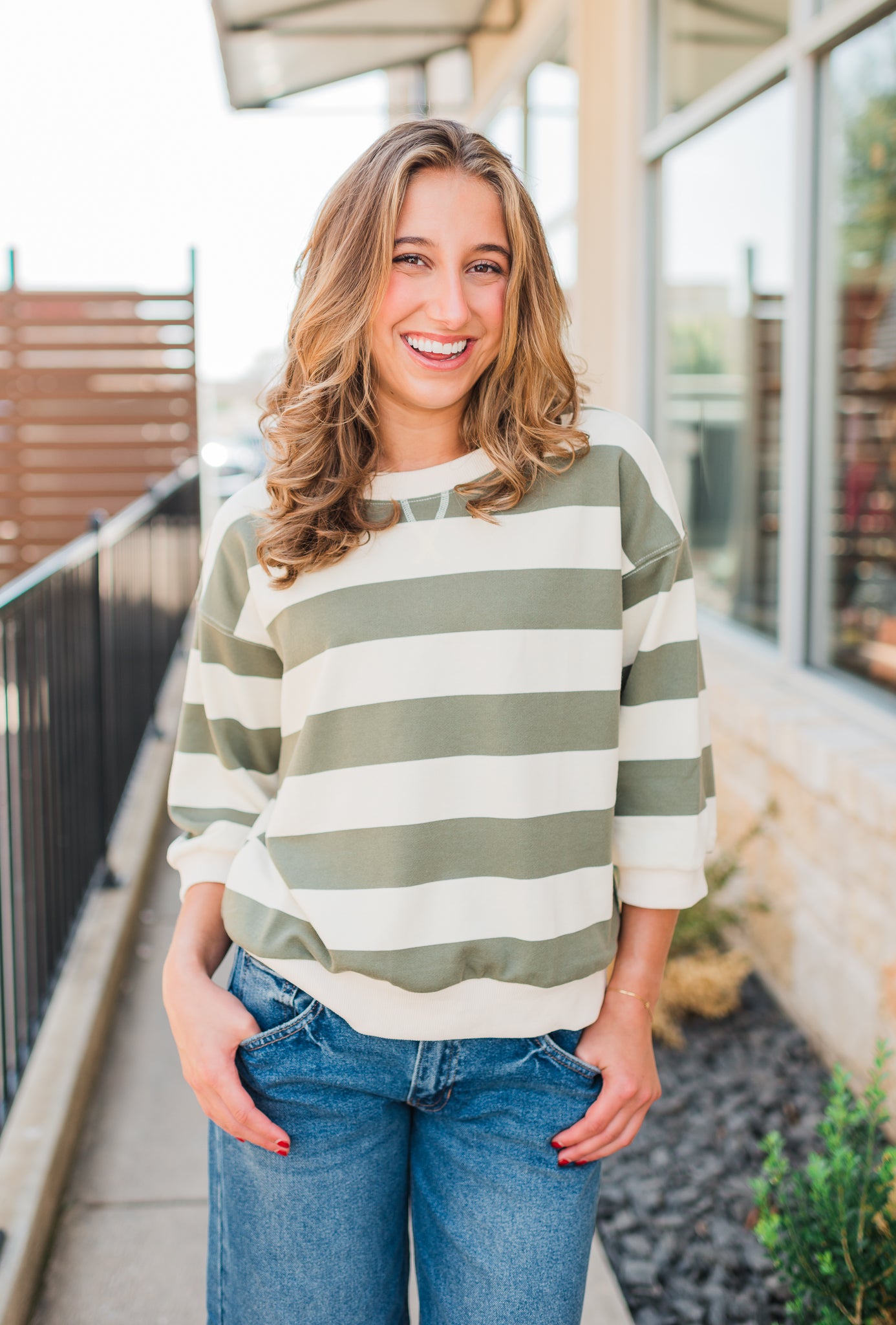 Westlake Top | Olive Rugby Stripe