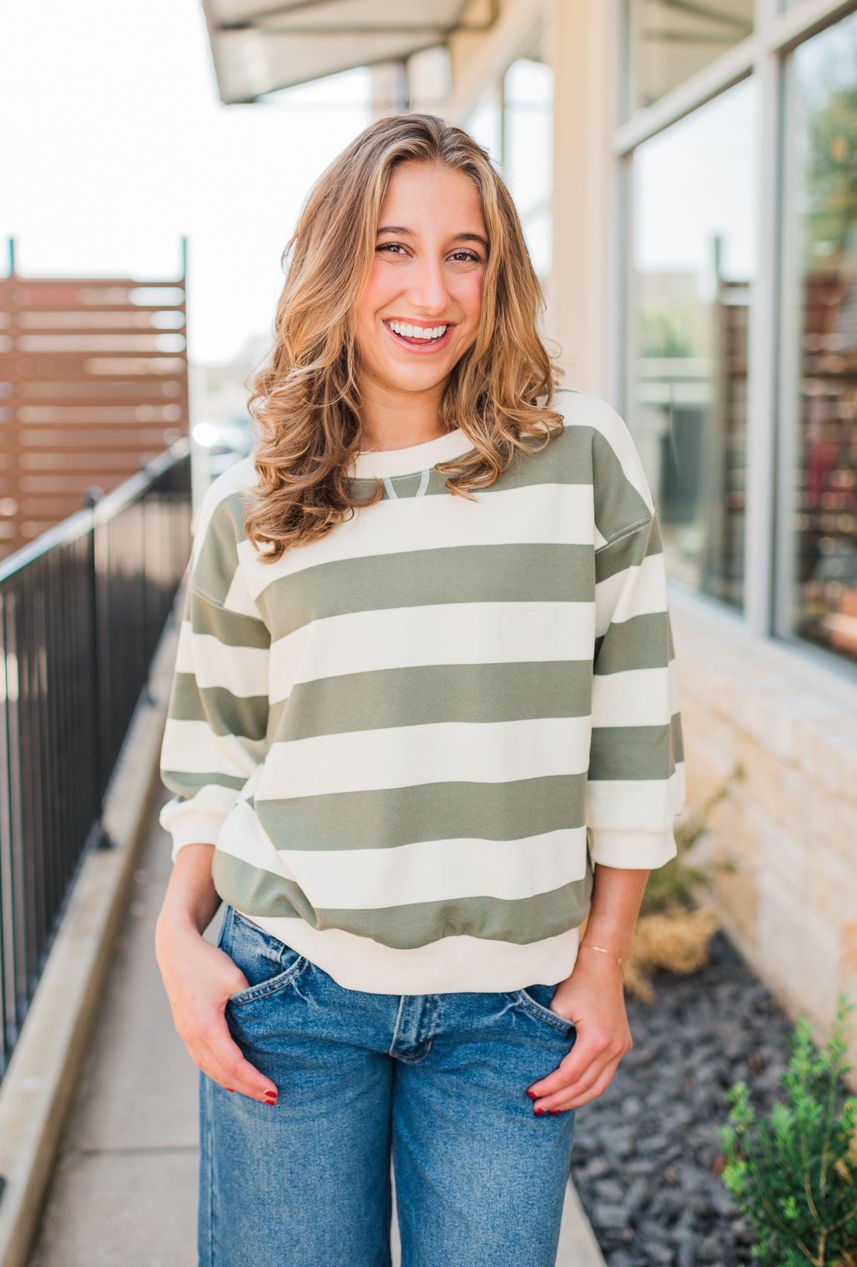 Westlake Top | Olive Rugby Stripe