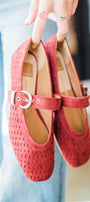Mikela Studded Flats | Berry Suede