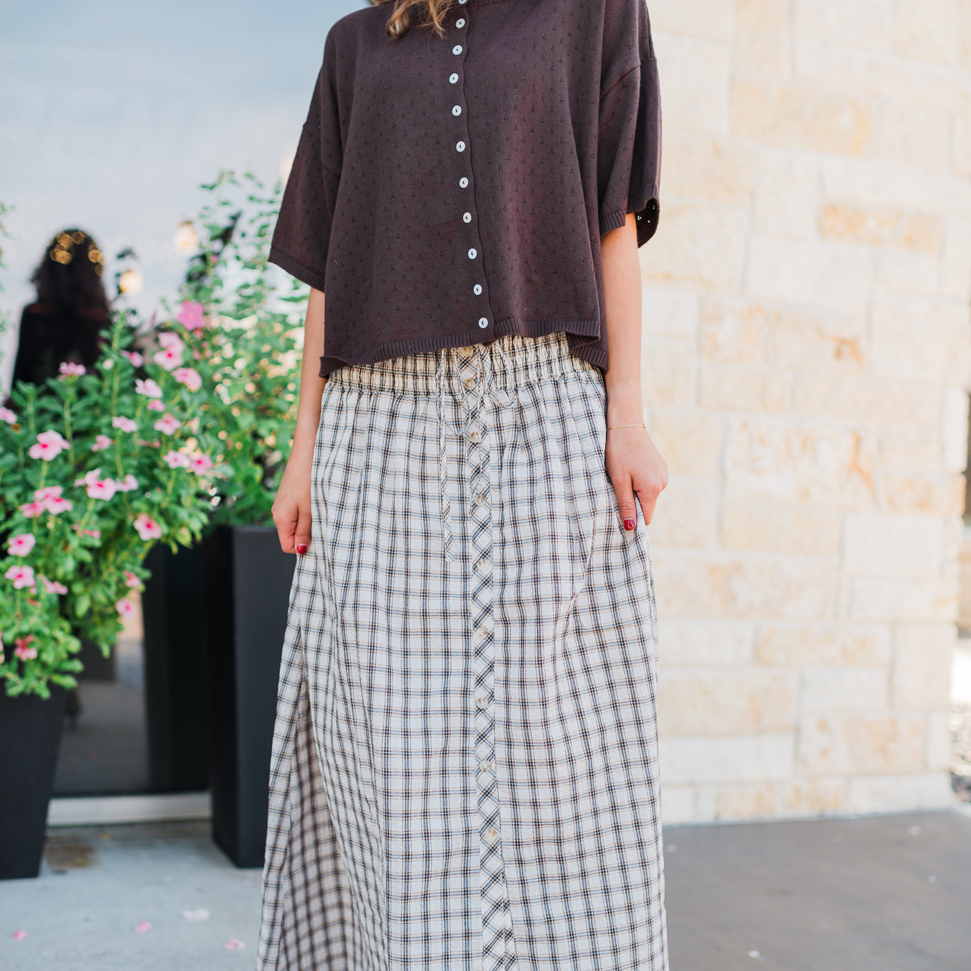 Sunday Stroll Skirt | Khaki Plaid