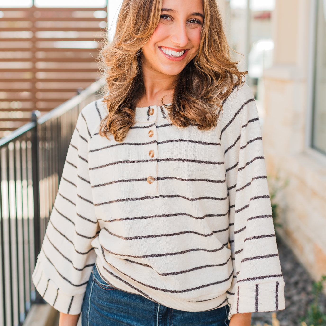 Peyton Knit Top | Natural Stripe