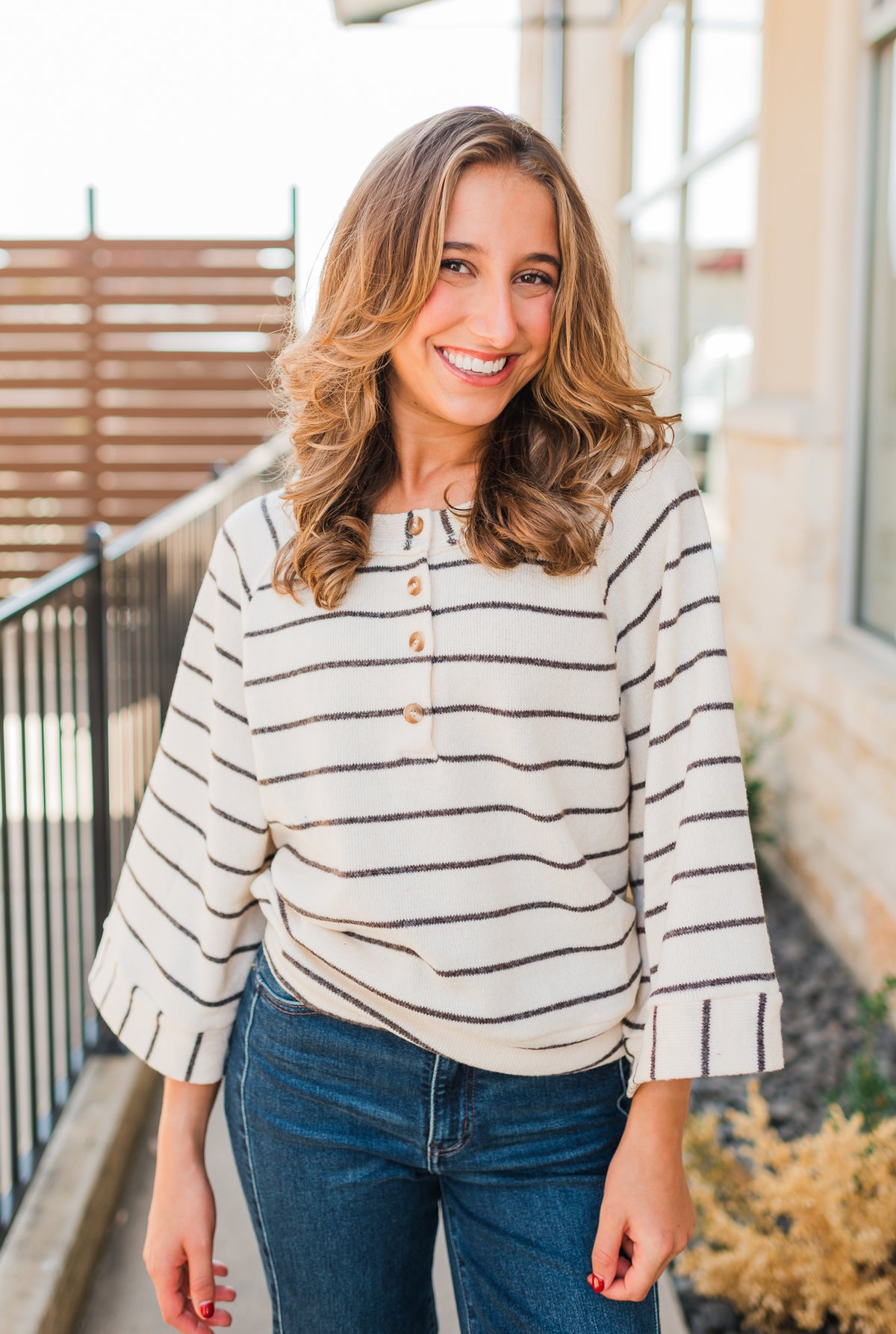 Peyton Knit Top | Natural Stripe