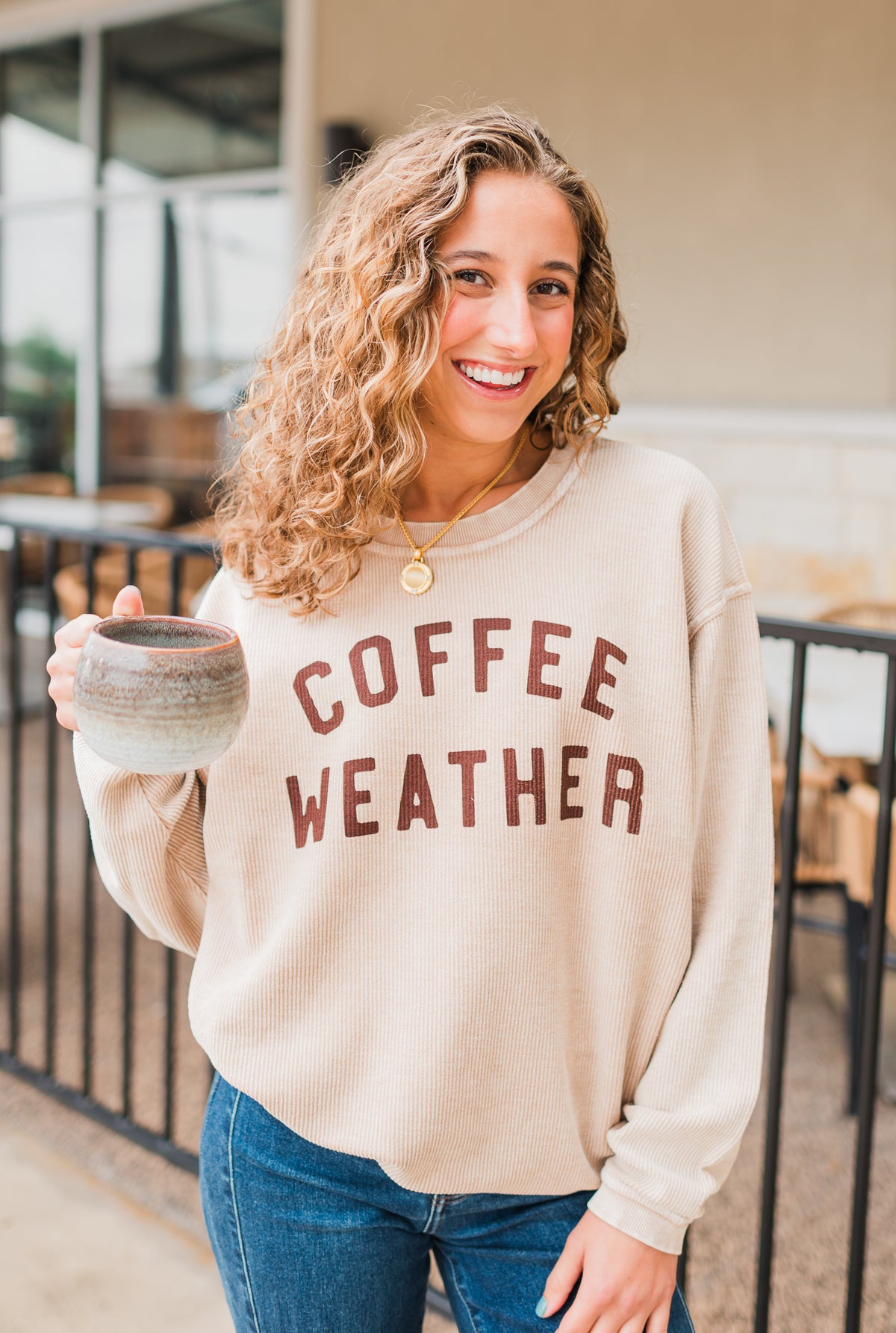 Coffee Weather Corded Pullover | Latte