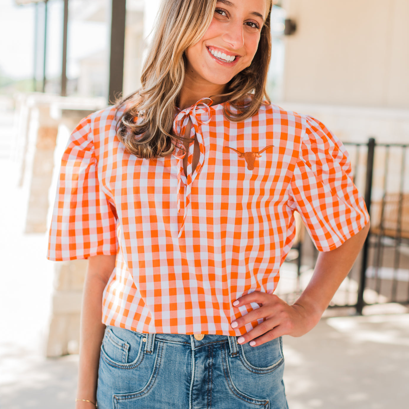 Gingham Blouse | Texas Longhorns