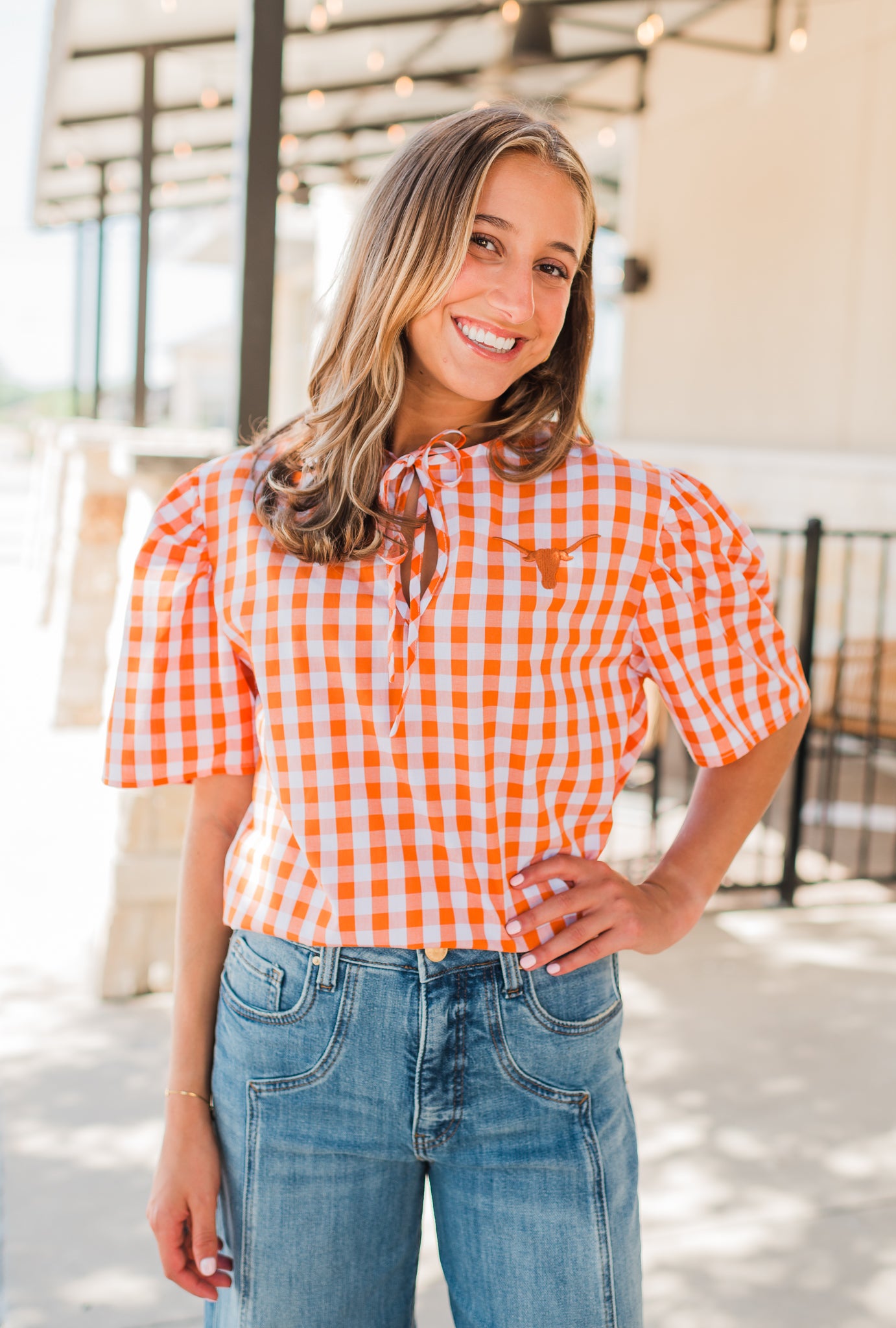 Gingham Blouse | Texas Longhorns