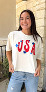 USA Boxy Tee | White