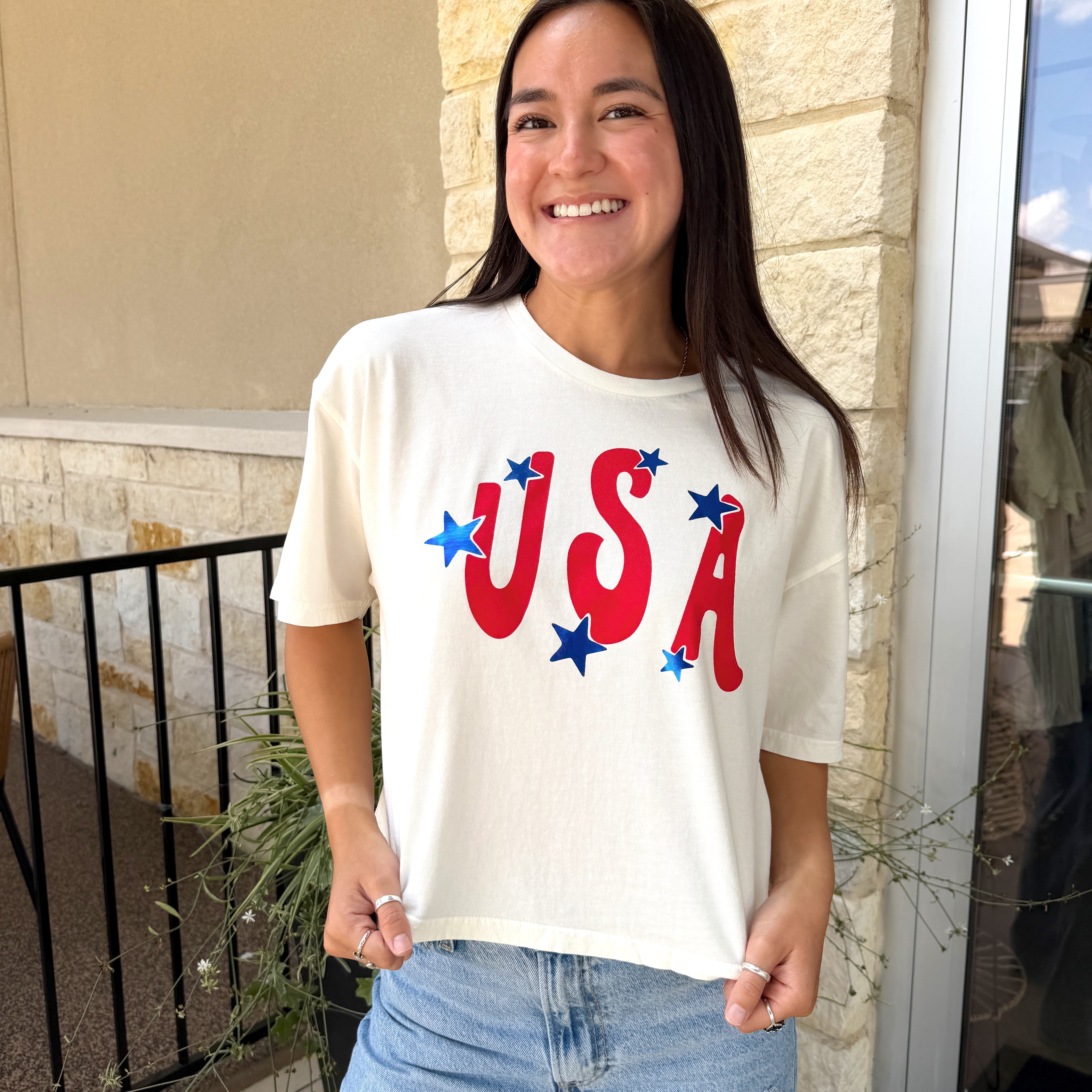 USA Boxy Tee | White