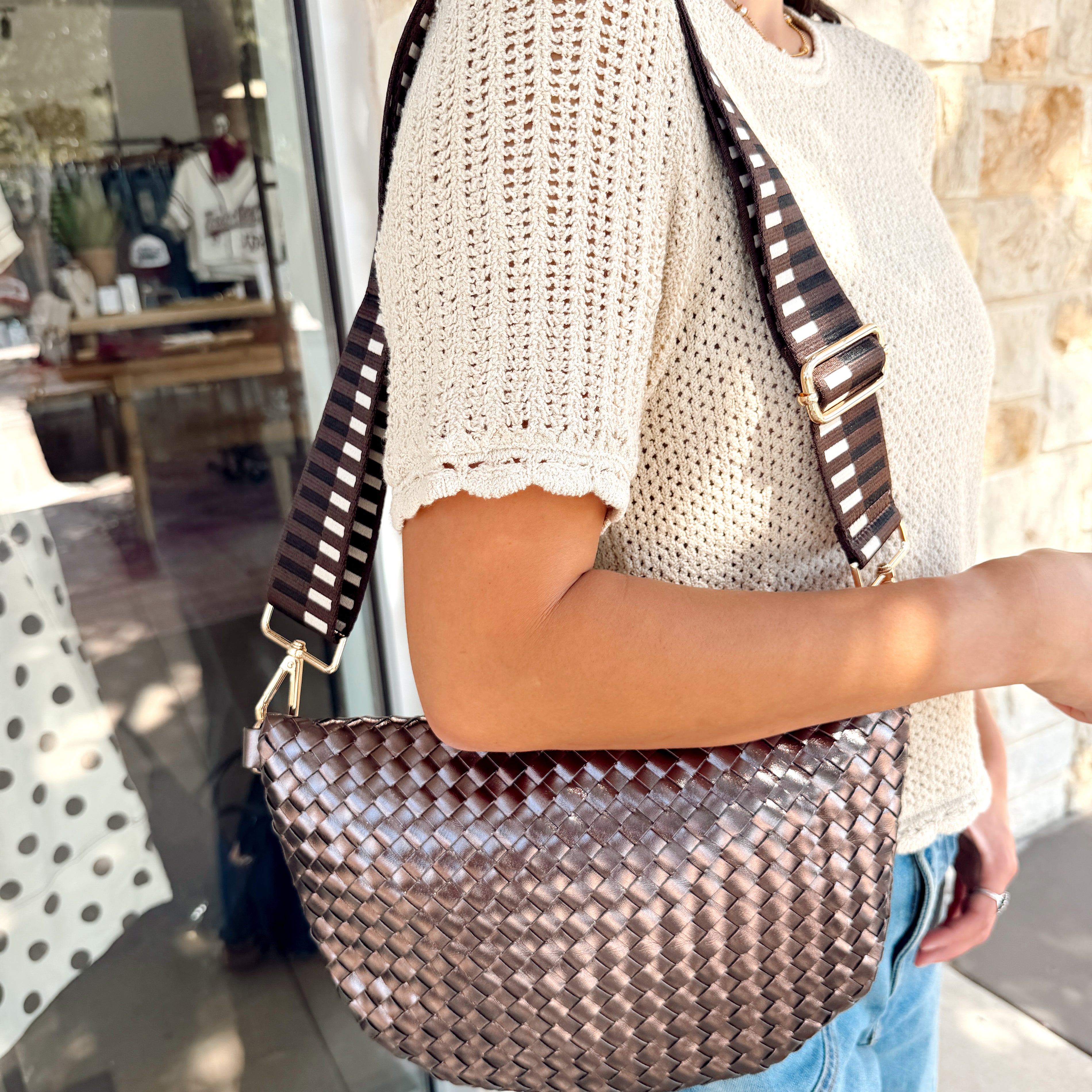 Mabry Woven Bag | Gunmetal Metallic