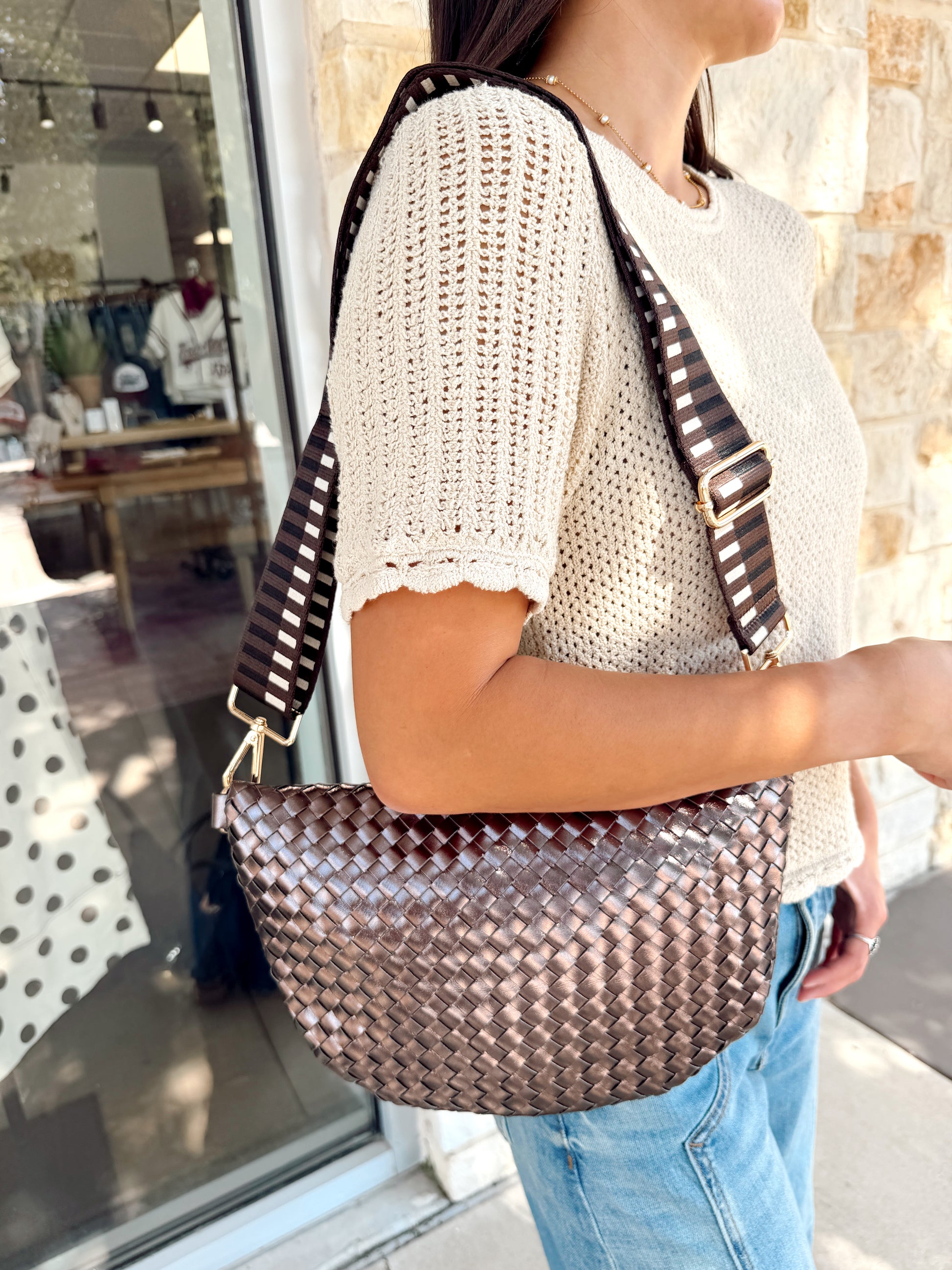 Mabry Woven Bag | Gunmetal Metallic