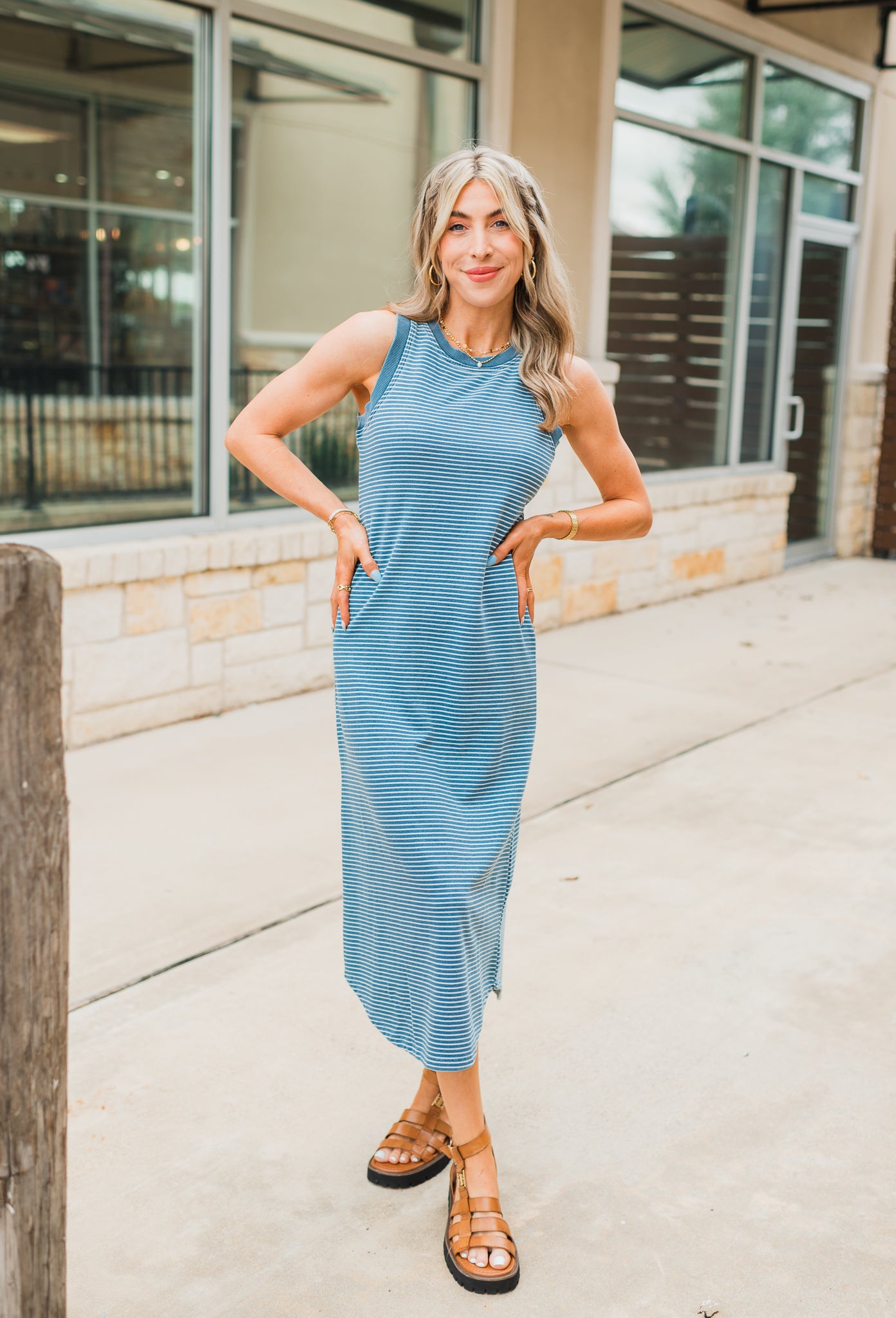 Augusta Dress | Denim Stripe