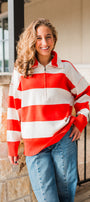Noelle Pullover | Red Rugby Stripe