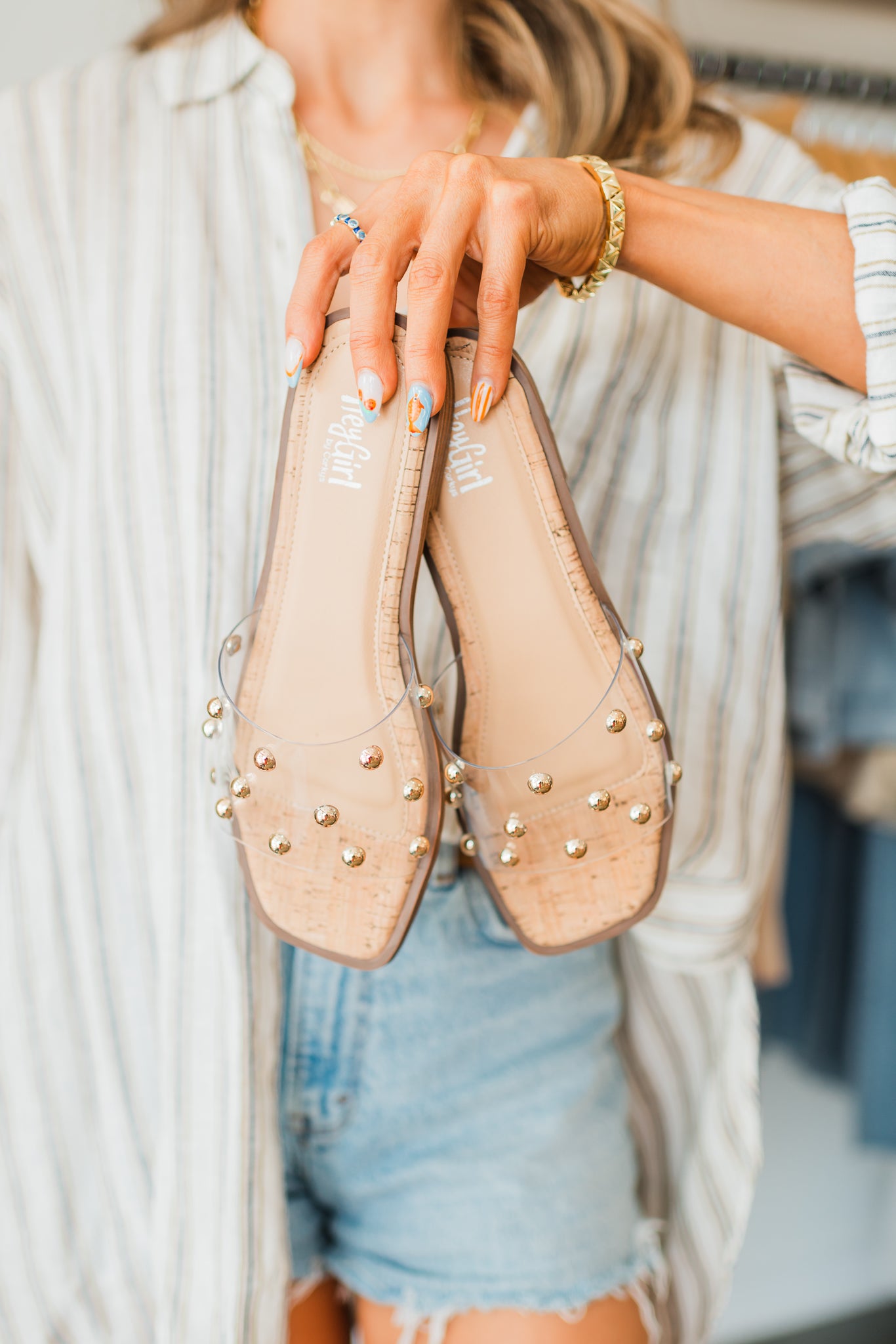 Come Aboard Sandals | Clear Studs