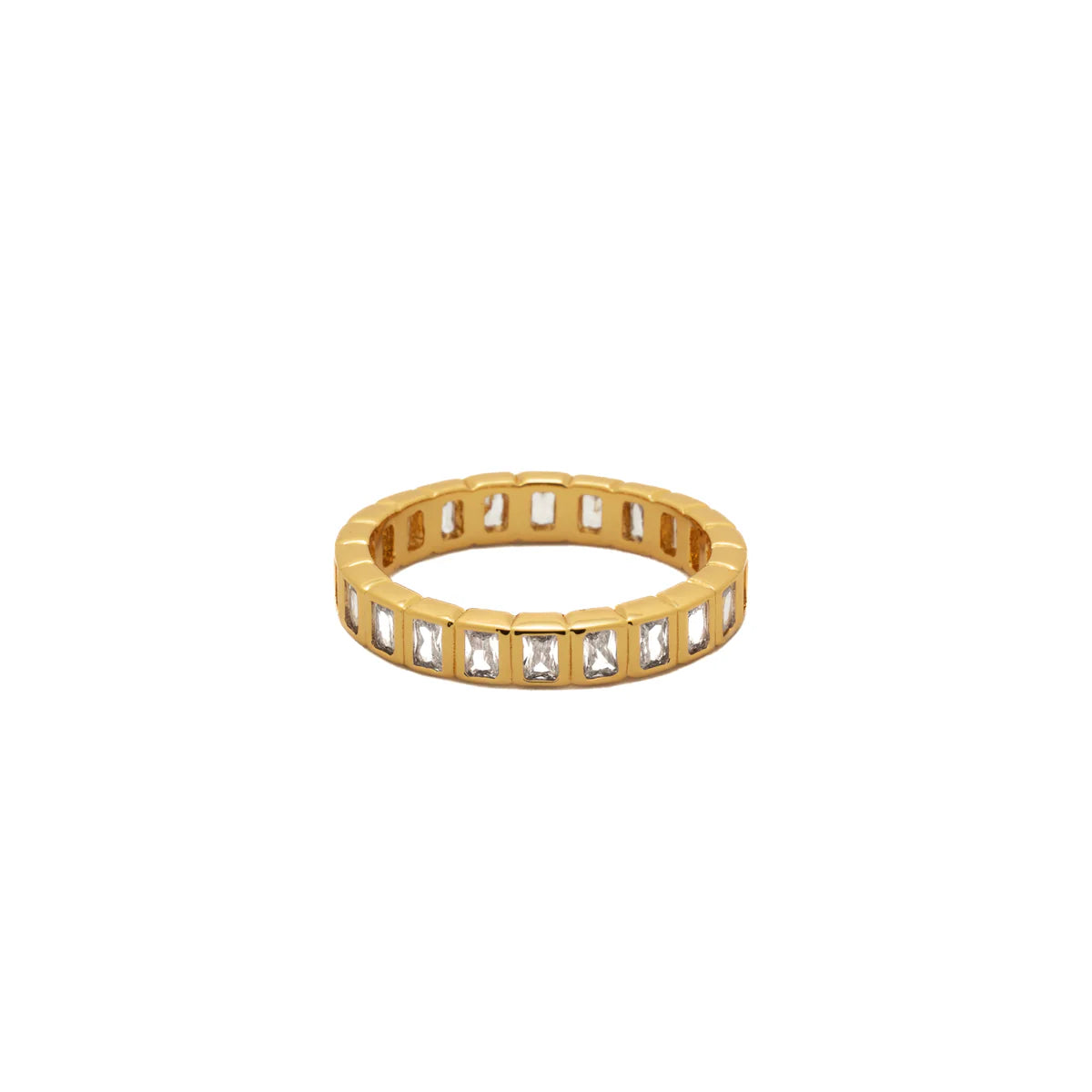 18K Gold Plated Ring | Tennis Emerald Cut