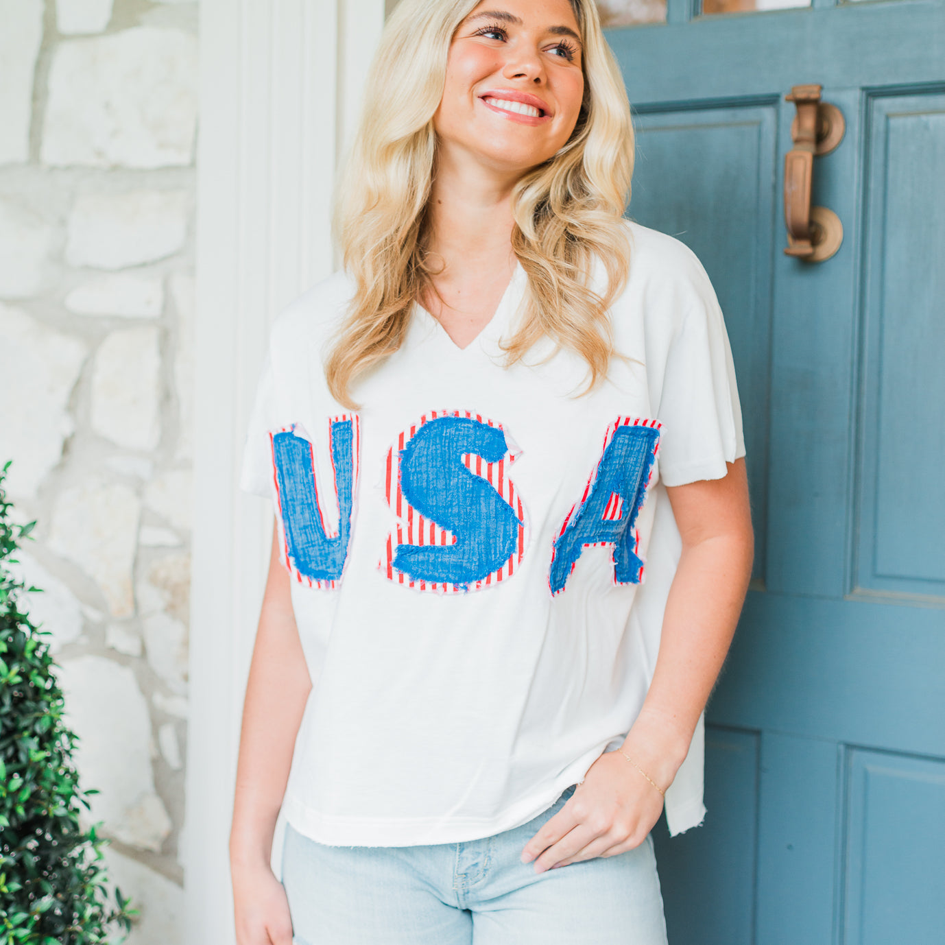 Team USA Top | Washed White