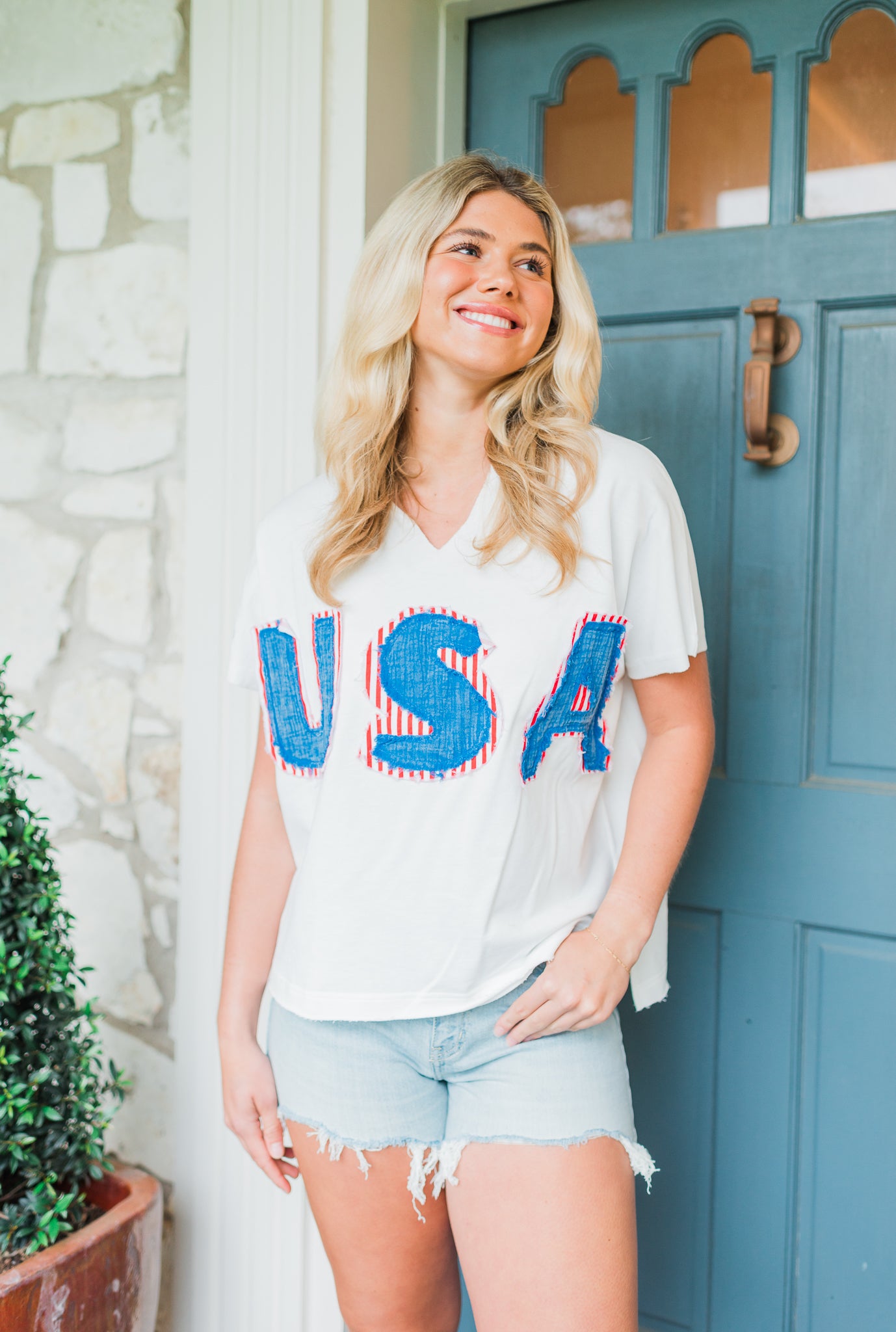 Team USA Top | Washed White