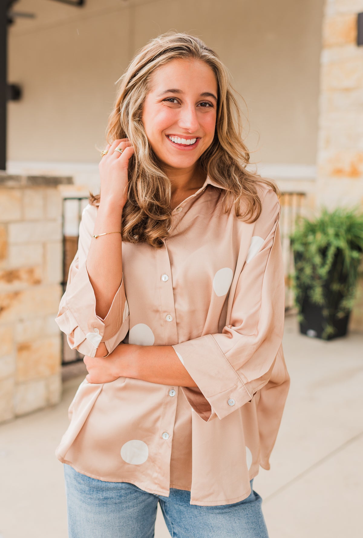 Kenley Top | Latte Dots