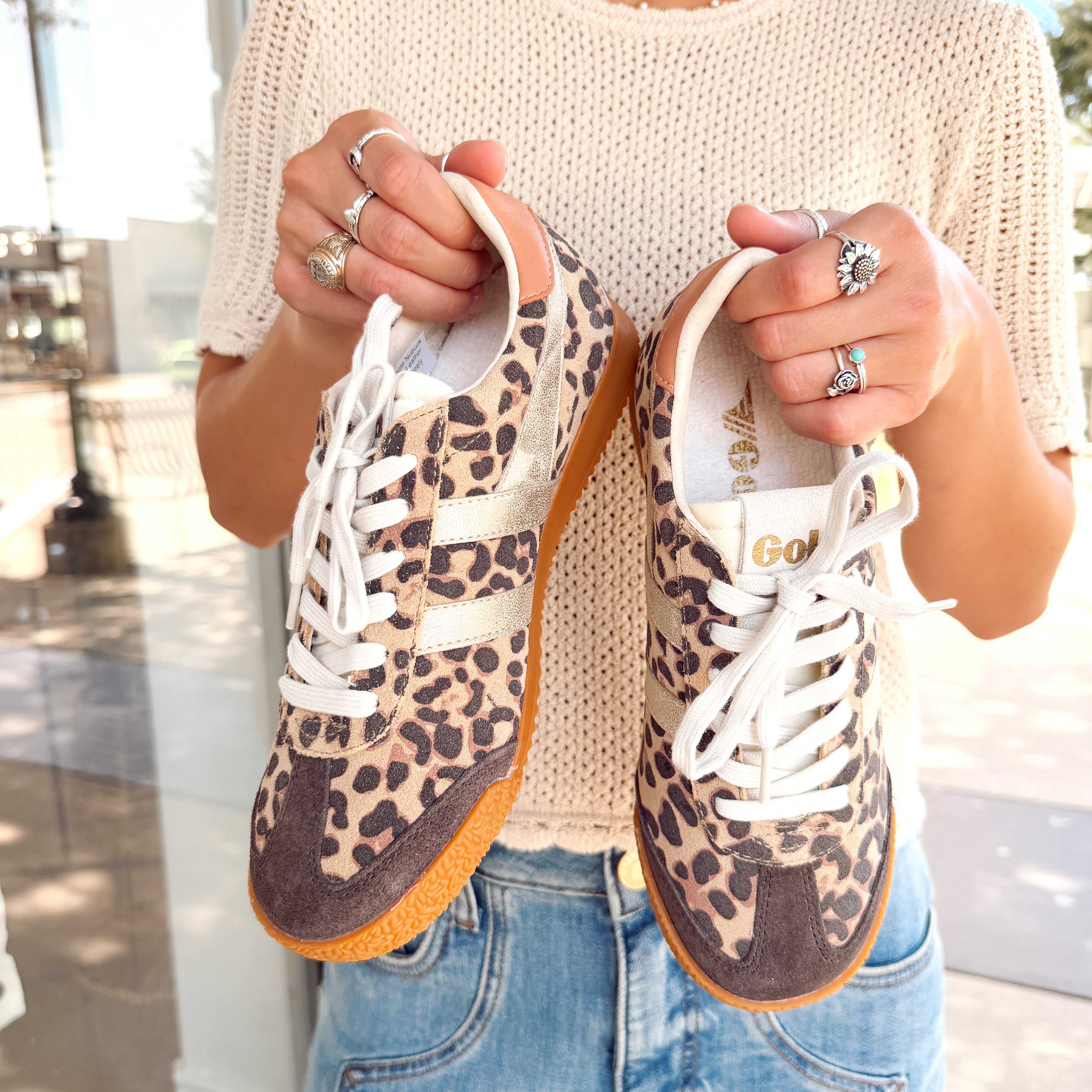 GOLA | Elan Safari Sneakers | Leopard + Gold