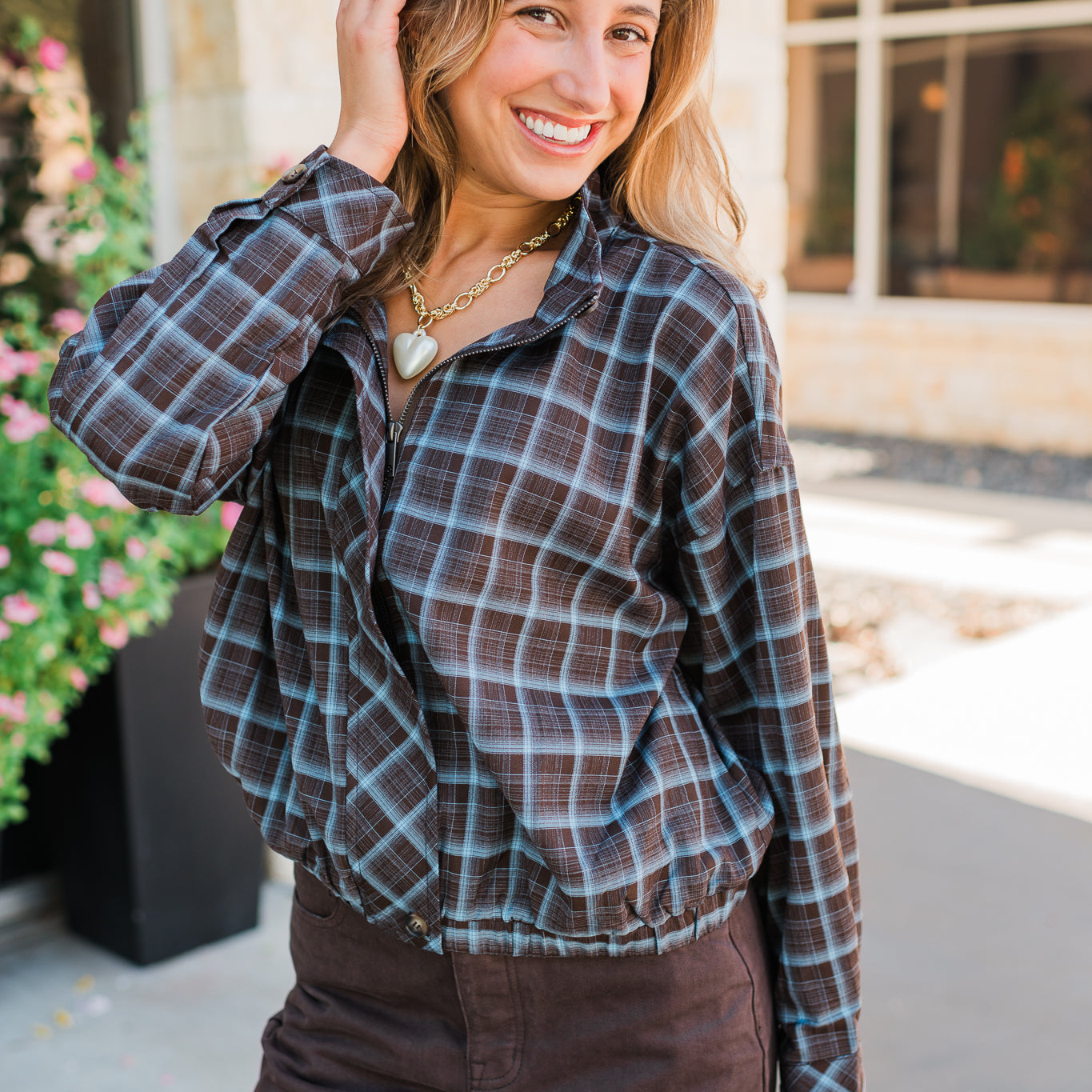 Sheridan Jacket | Brown + Blue Plaid