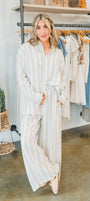 Pompano Button Up | Natural Stripe