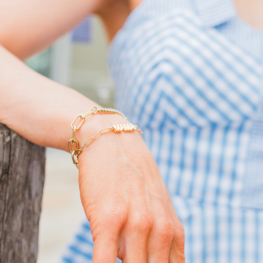 Mama Paperclip Bracelet | 24K Gold Plated