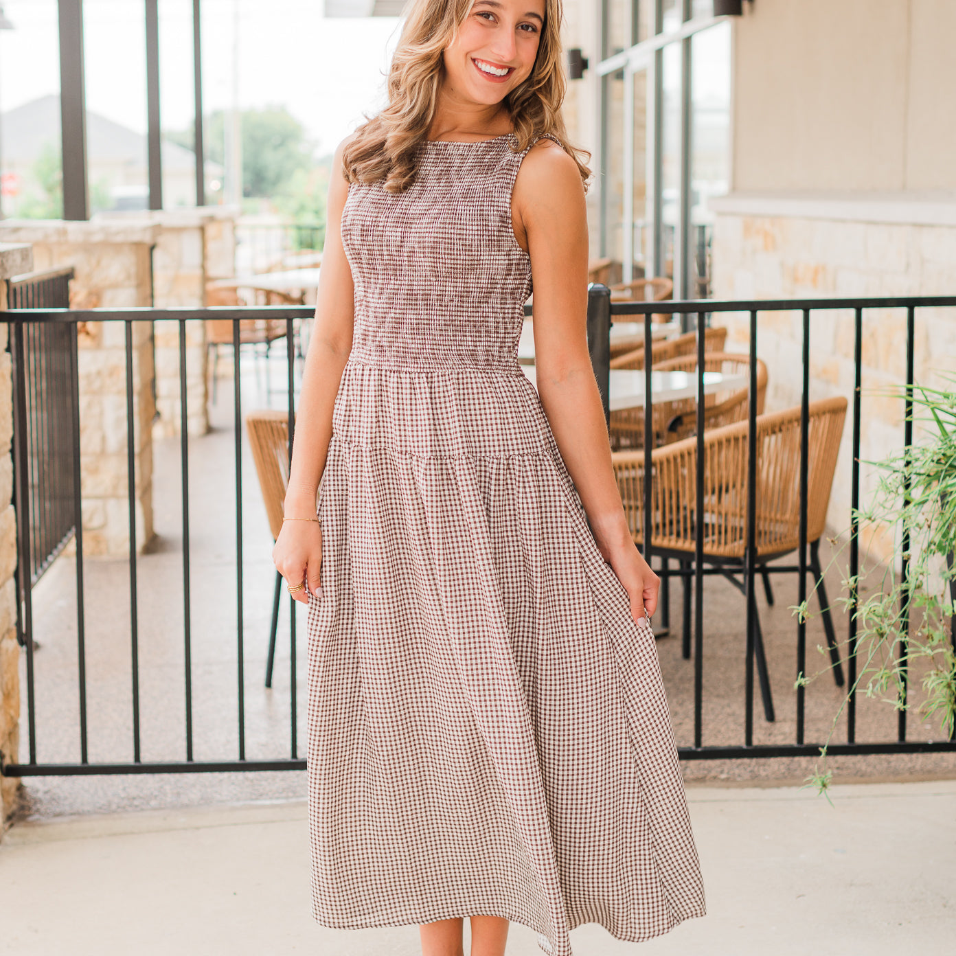Bryce Dress | Brown Gingham