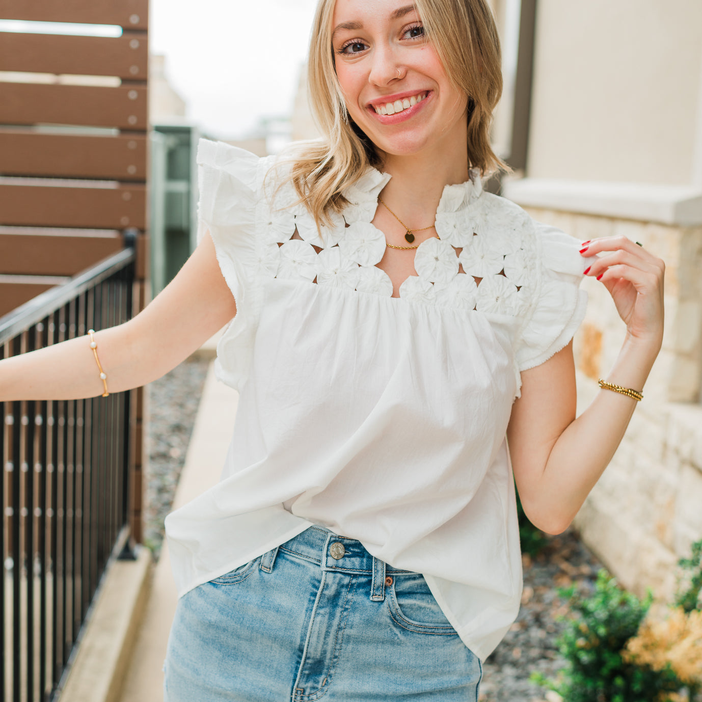 Kirsten Top | Embellished White