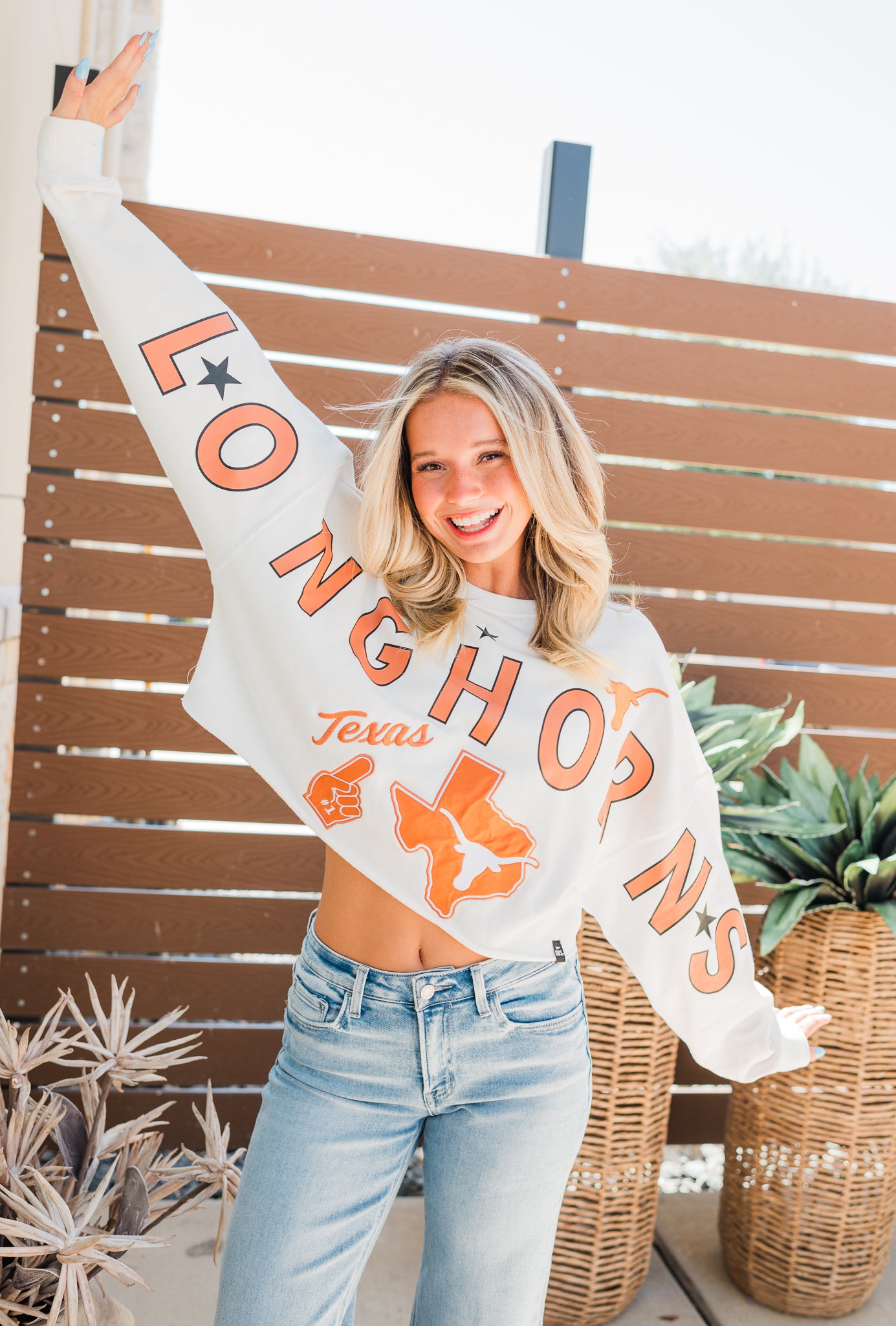Game Day Patched Crop | Texas Longhorns White