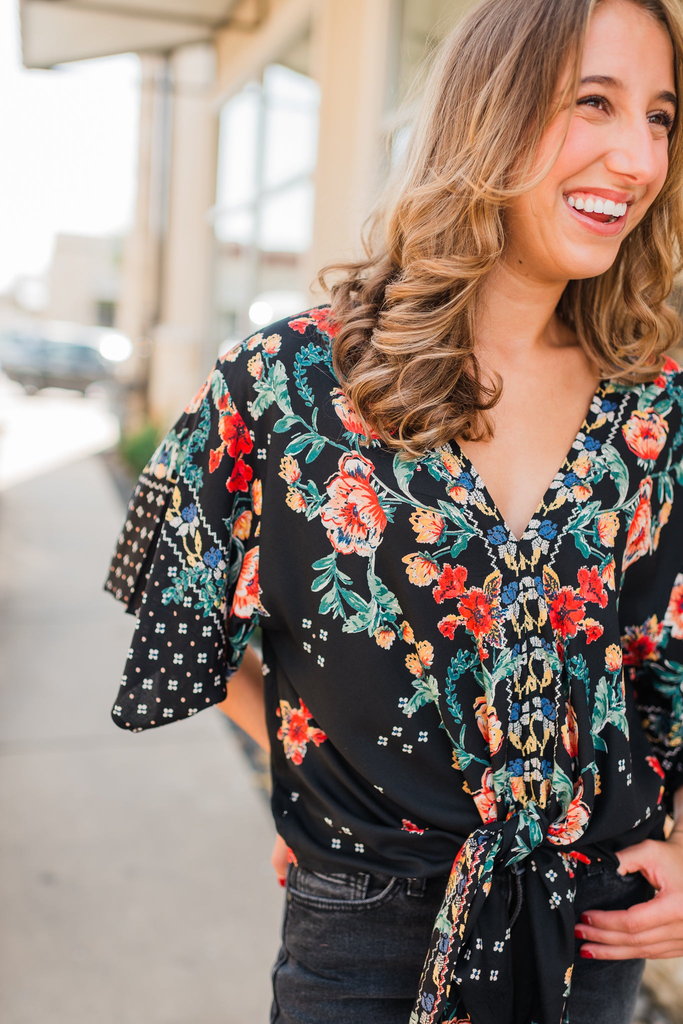 Gigi Top | Black Floral Mix