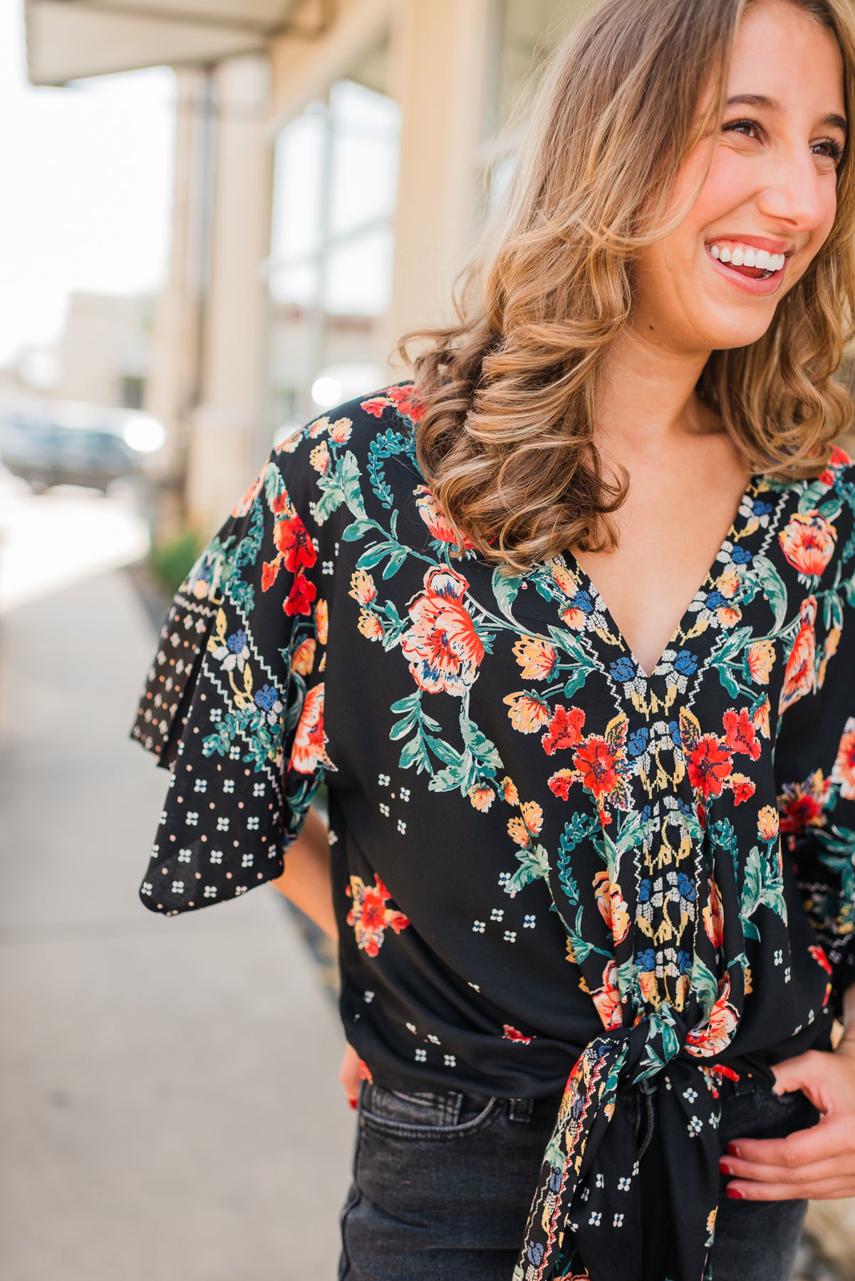 Gigi Top | Black Floral Mix