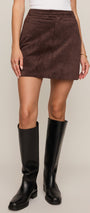 Z Supply | Perri Suede Mini Skirt | Dark Chocolate