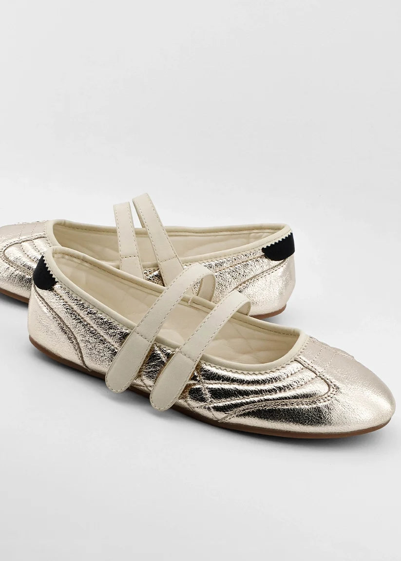 Salome Mary Jane Flats | Metallic Gold