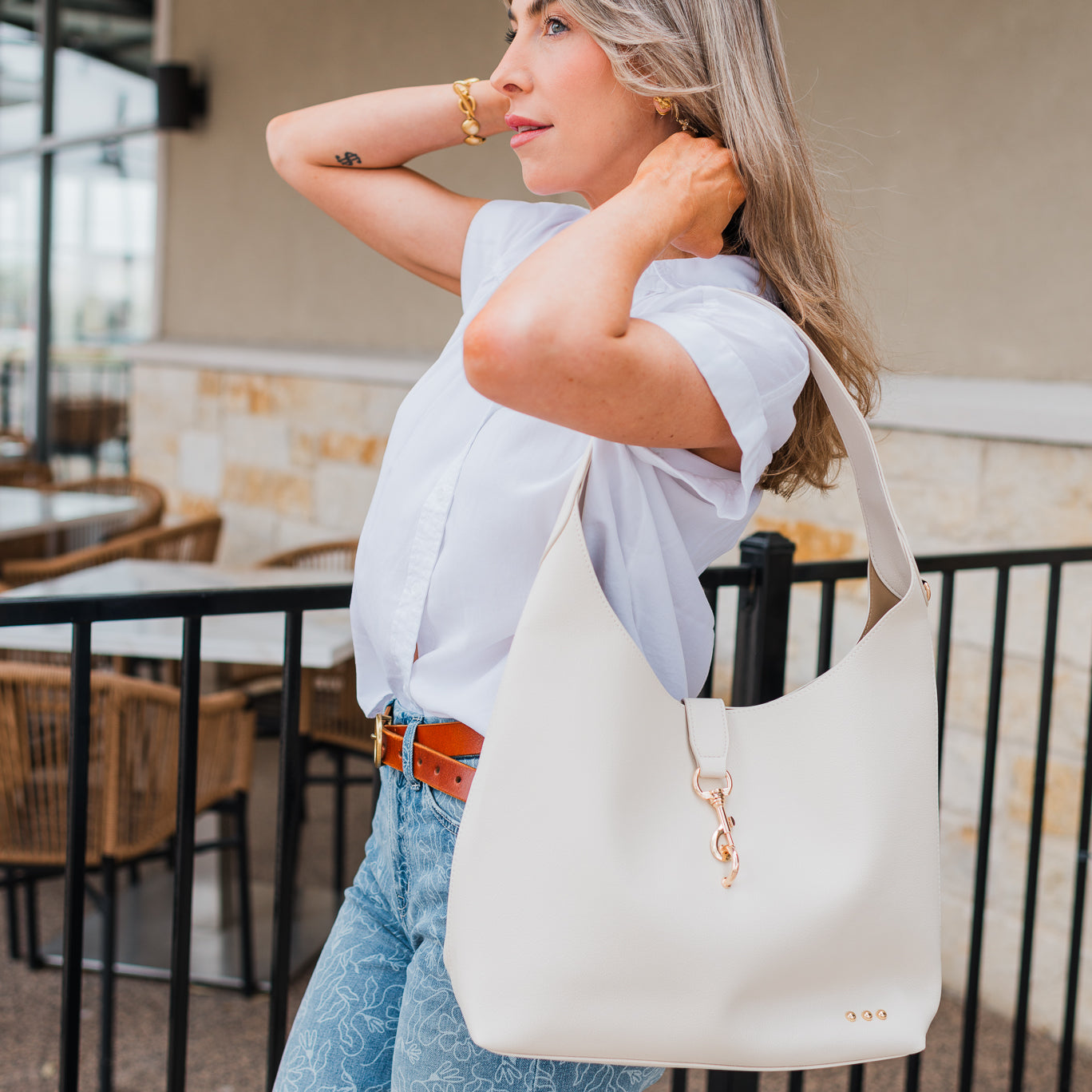 Haddie Hobo Tote | Cream